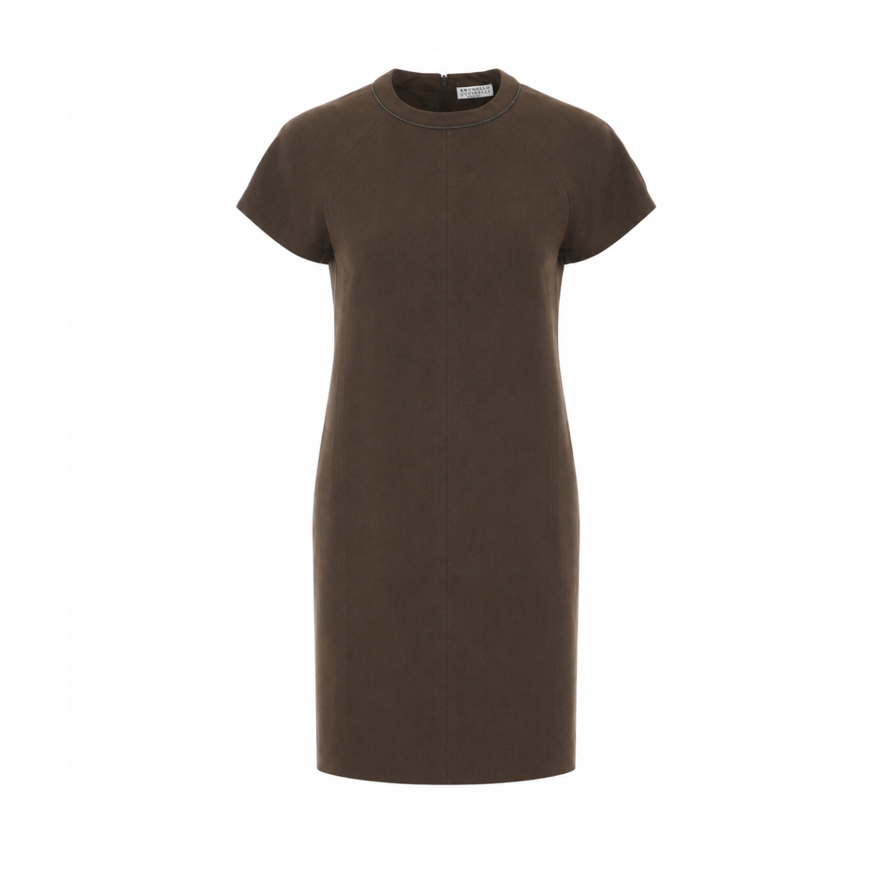 Brunello Cucinelli Women Viscose And Linen Fluid Twill T-Shirt Dress With Shiny Trim