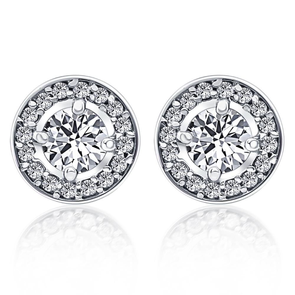 5/8ct Halo Diamond Studs 14K White Gold