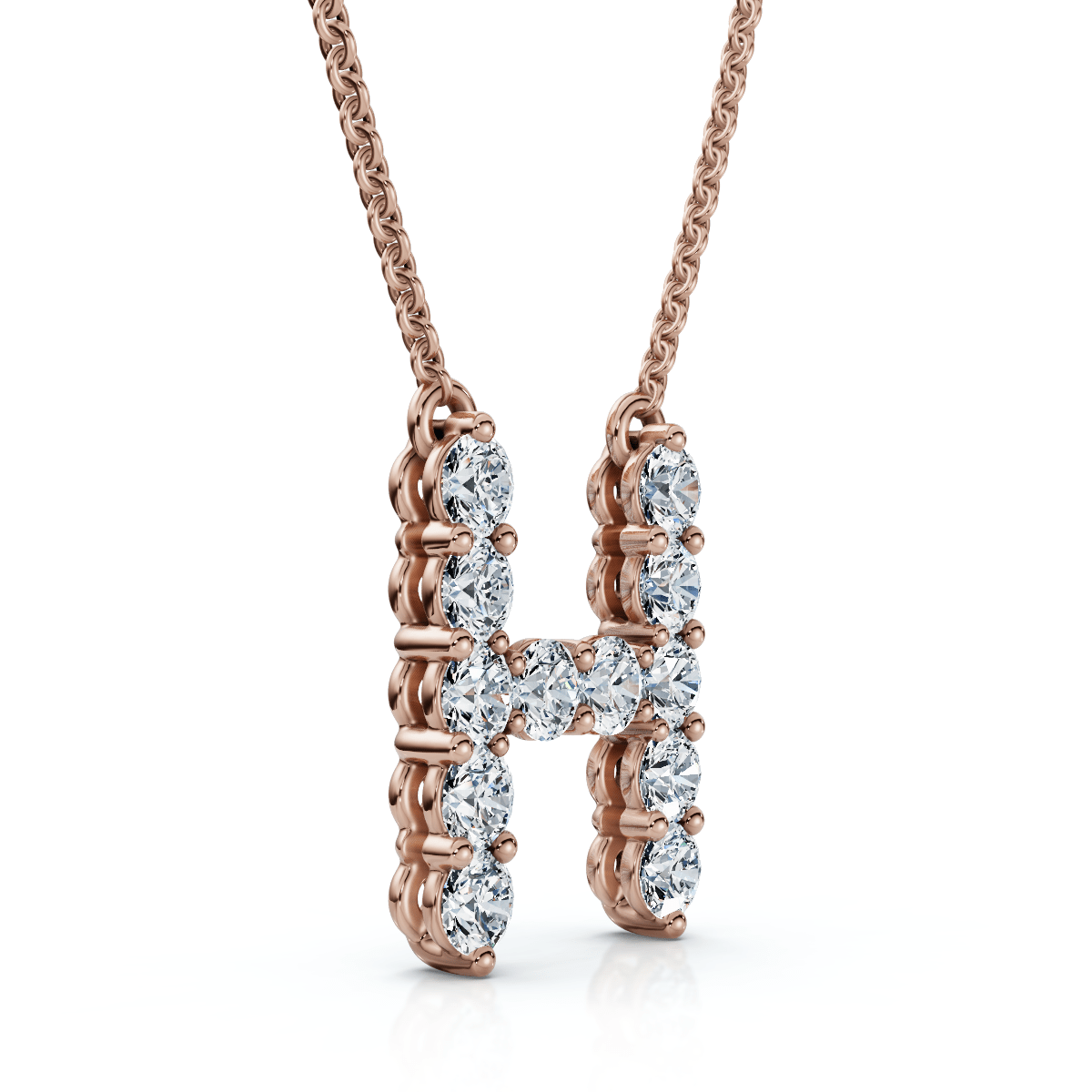 1Ct Diamond Initial "H" Pendant 14k Gold 18" Necklace Lab Grown 5/8" Tall