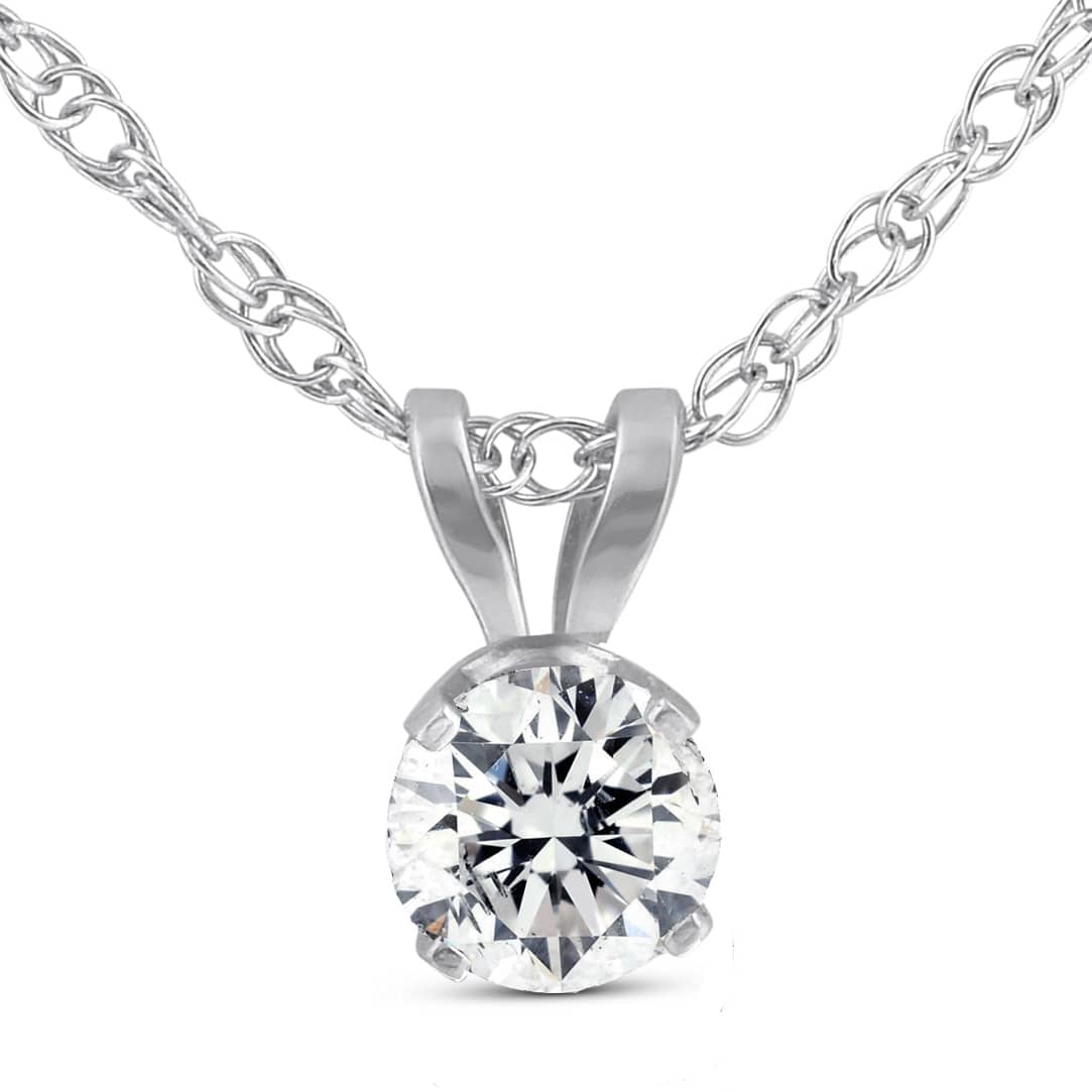 1/3ct Lab Created Diamond Round Solitaire Pendant 14K White Gold