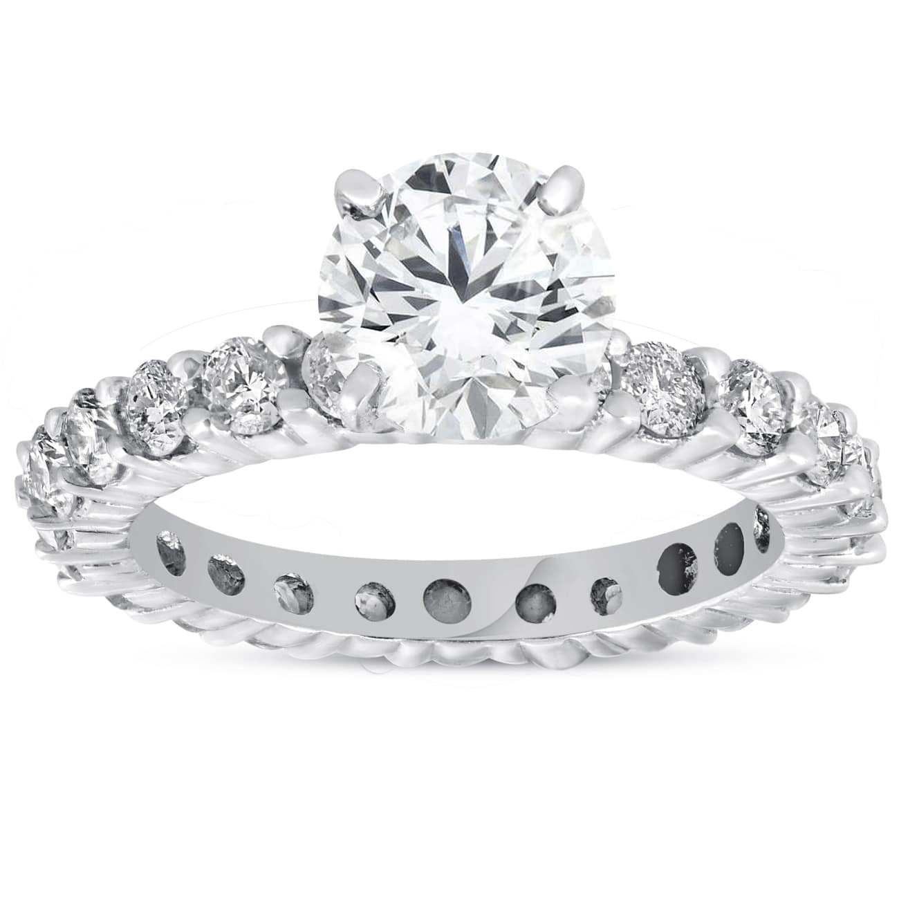 2ct Diamond Eternity Engagement Ring 14K White Gold Size Selectable