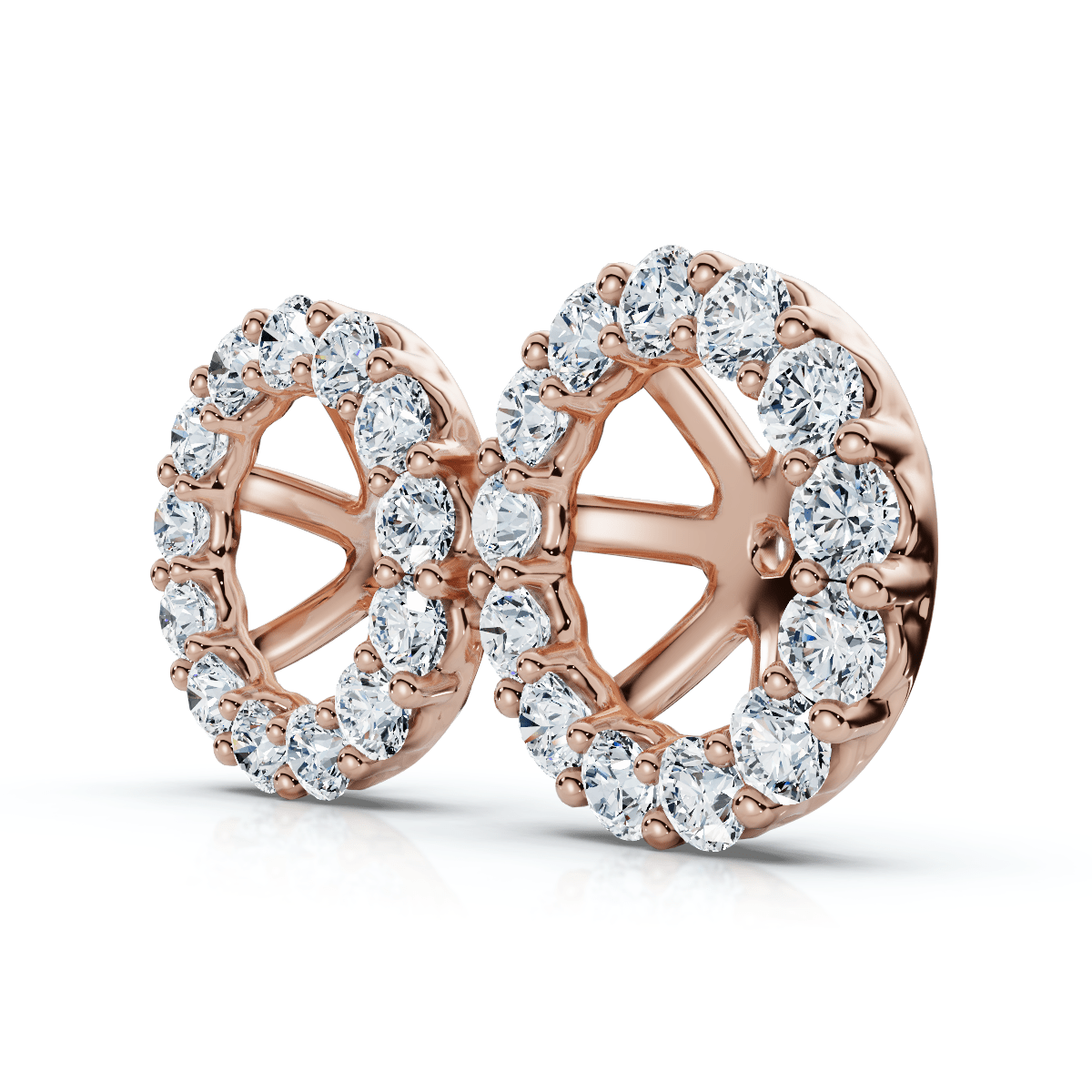 7/8Ct Diamond Earring Jacket 14k Gold Fits 6-6.5mm round stone Lab Grown Size: Small