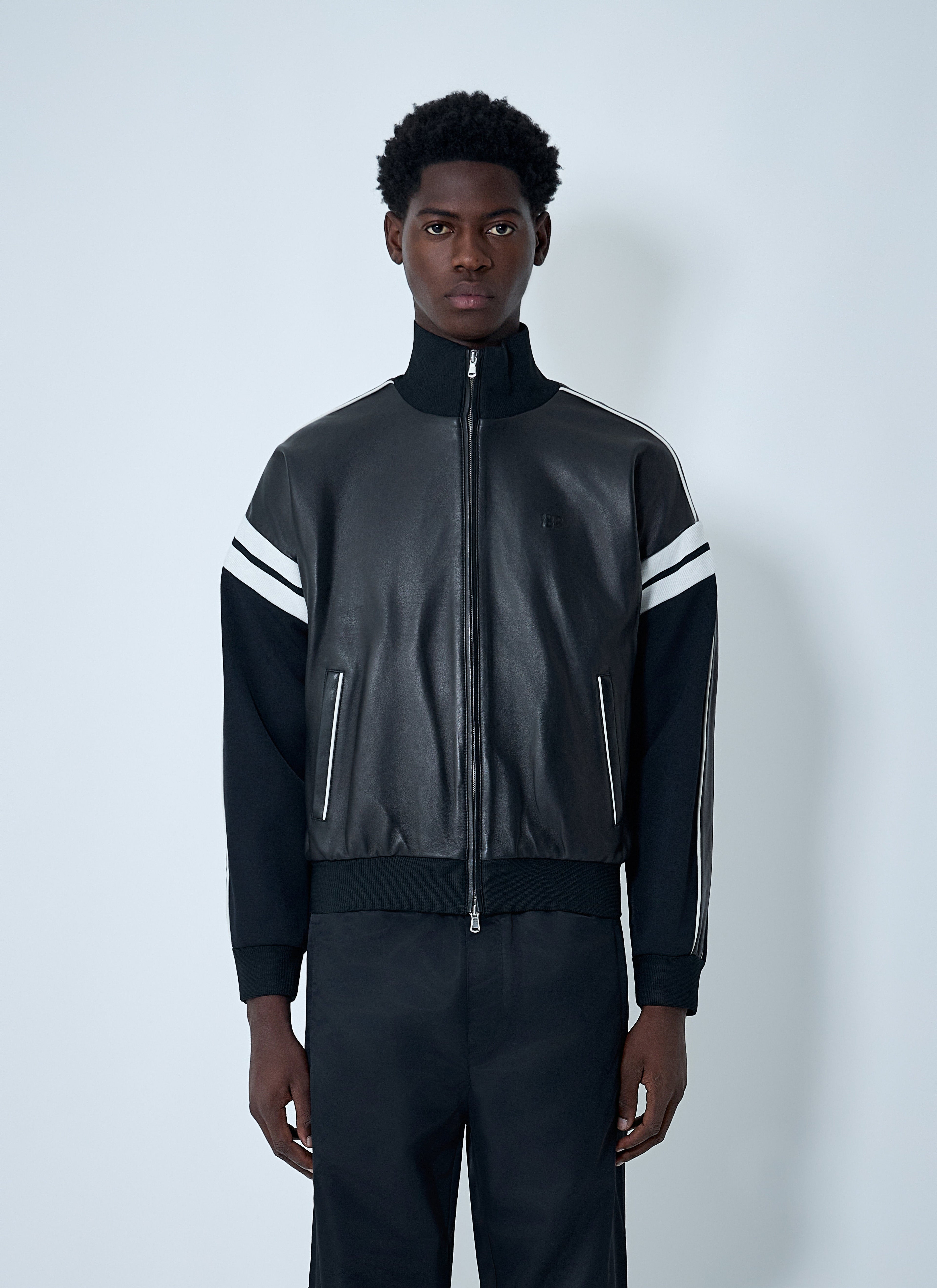 Wales Bonner Men Leather Logo Motif Bomber Jacket