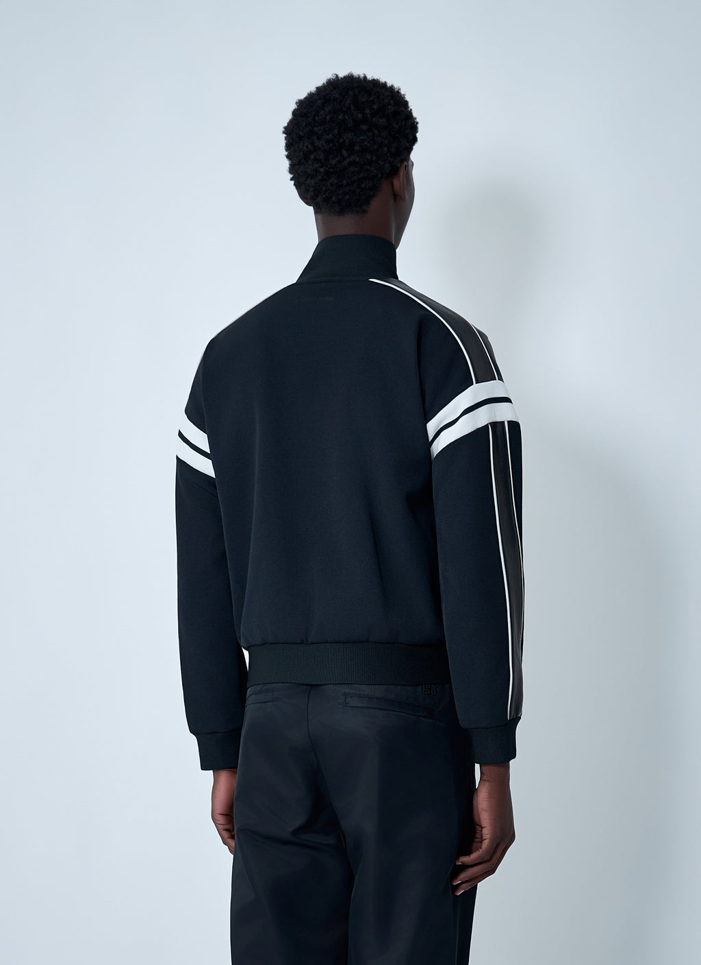 Wales Bonner Men Leather Logo Motif Bomber Jacket