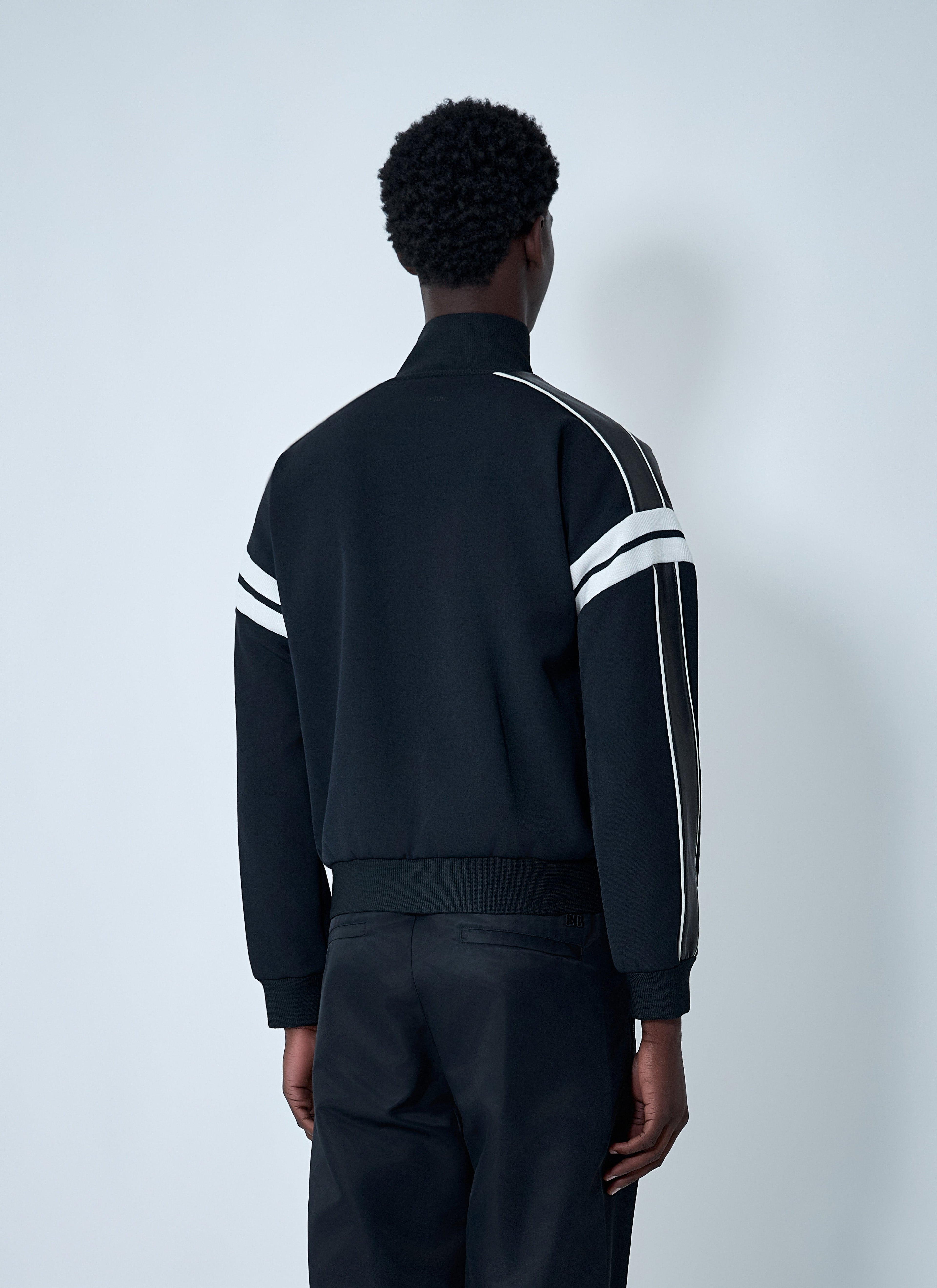 Wales Bonner Men Leather Logo Motif Bomber Jacket