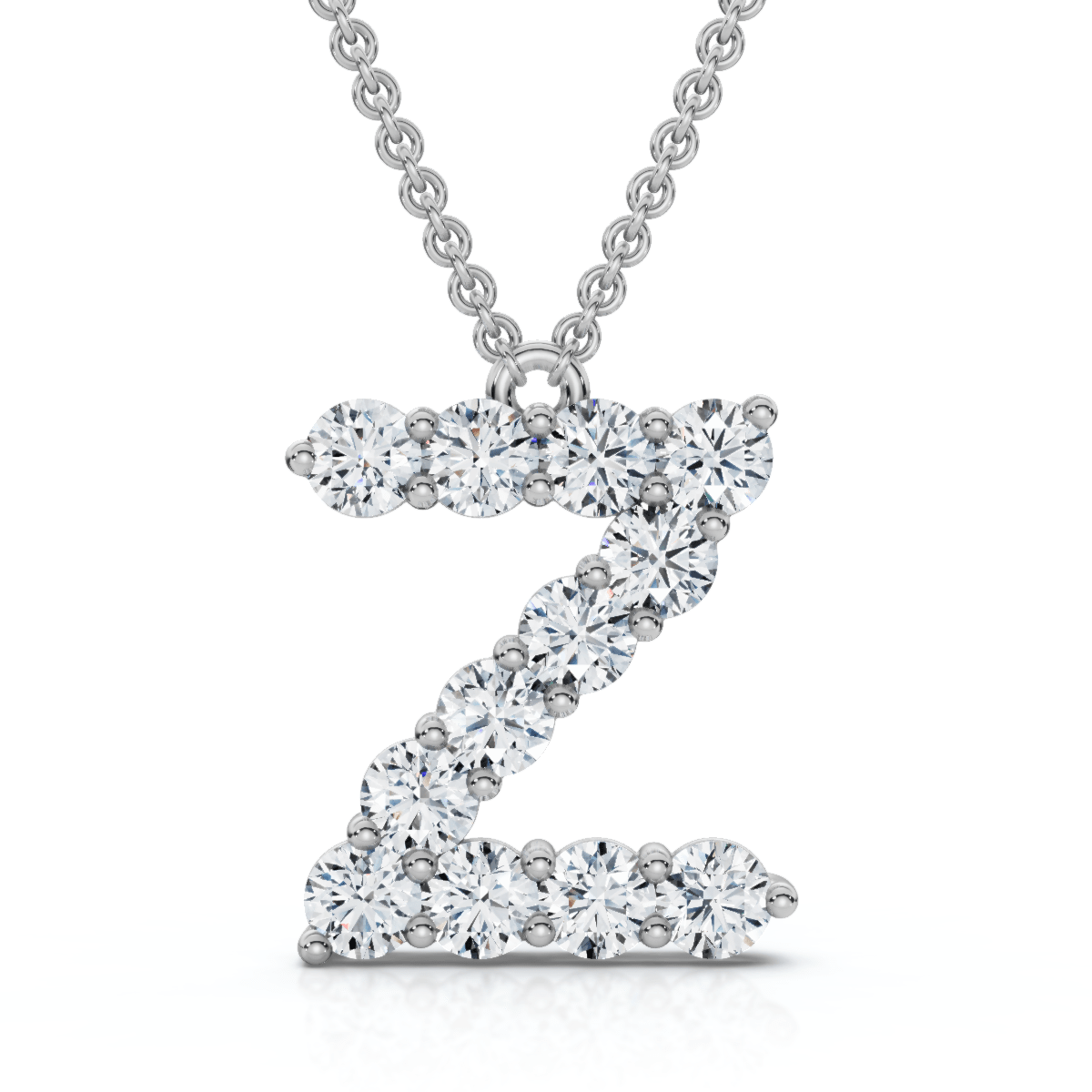1Ct Diamond Initial "Z" Pendant 14k Gold 18" Necklace Lab Grown 5/8" Tall