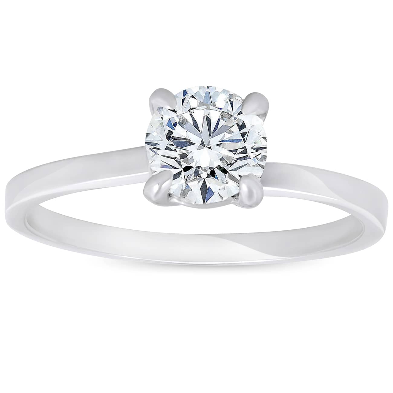 3/4 ct Diamond Solitaire Engagement Ring Twist Band 14k White Gold
