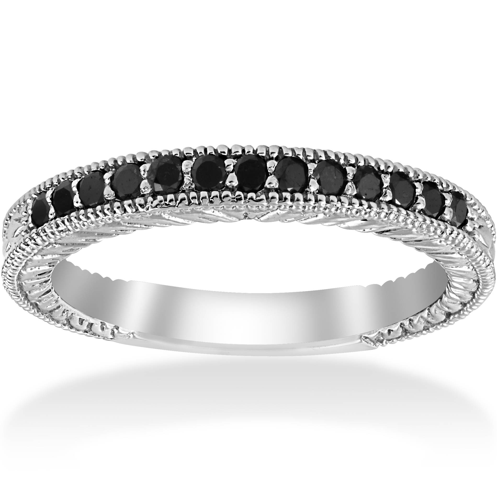 1/6ct Black Diamond Wedding Anniversary Vintage Ring Size Selectable