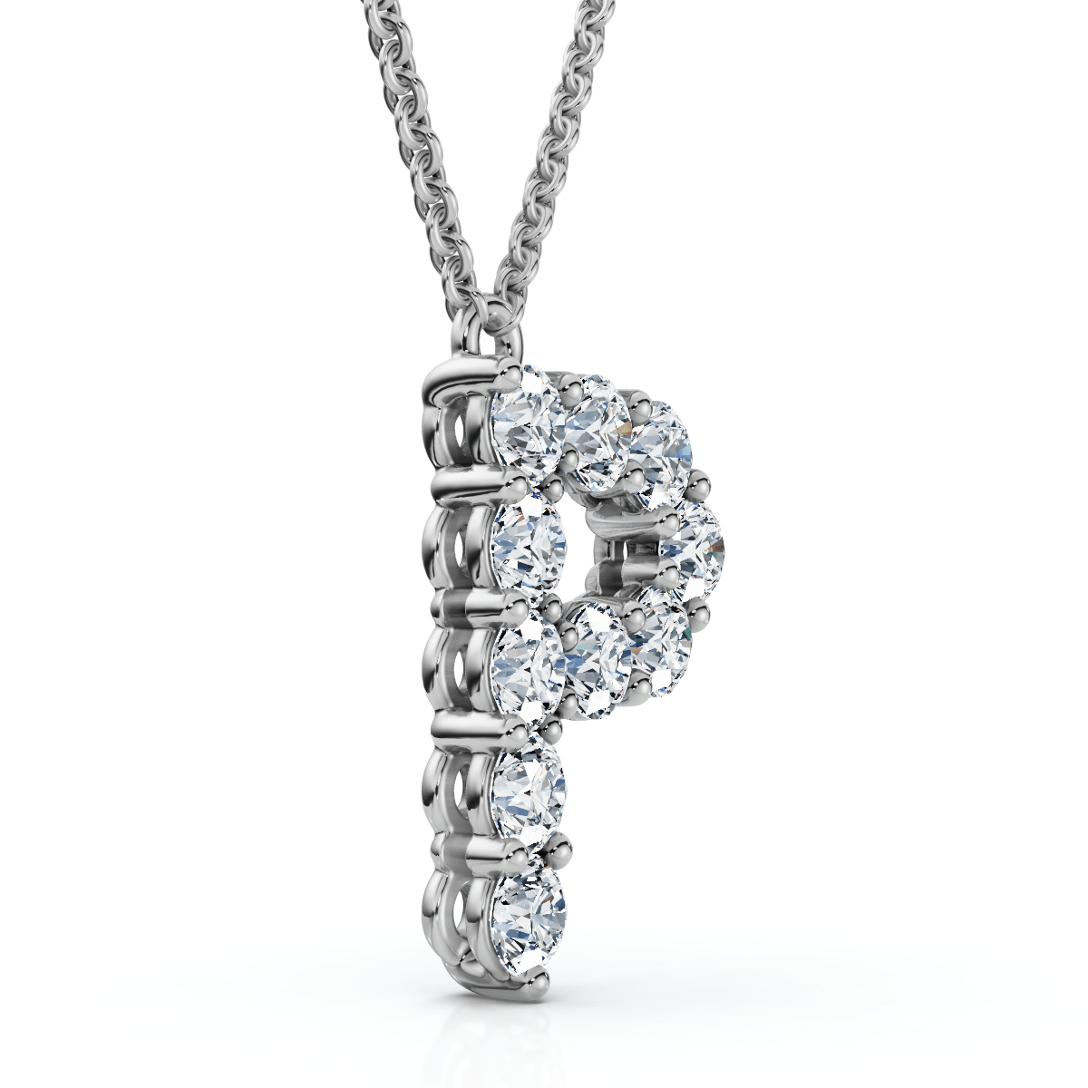 1Ct Diamond Initial "P" Pendant 14k Gold 18" Necklace Lab Grown 5/8" Tall