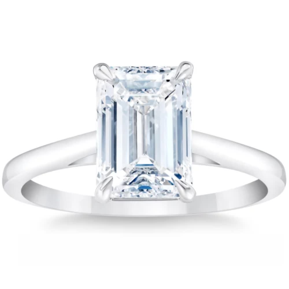2Ct 14k White Gold Emerald Cut Solitaire Lab Grown Diamond Engagement Ring Size: 7