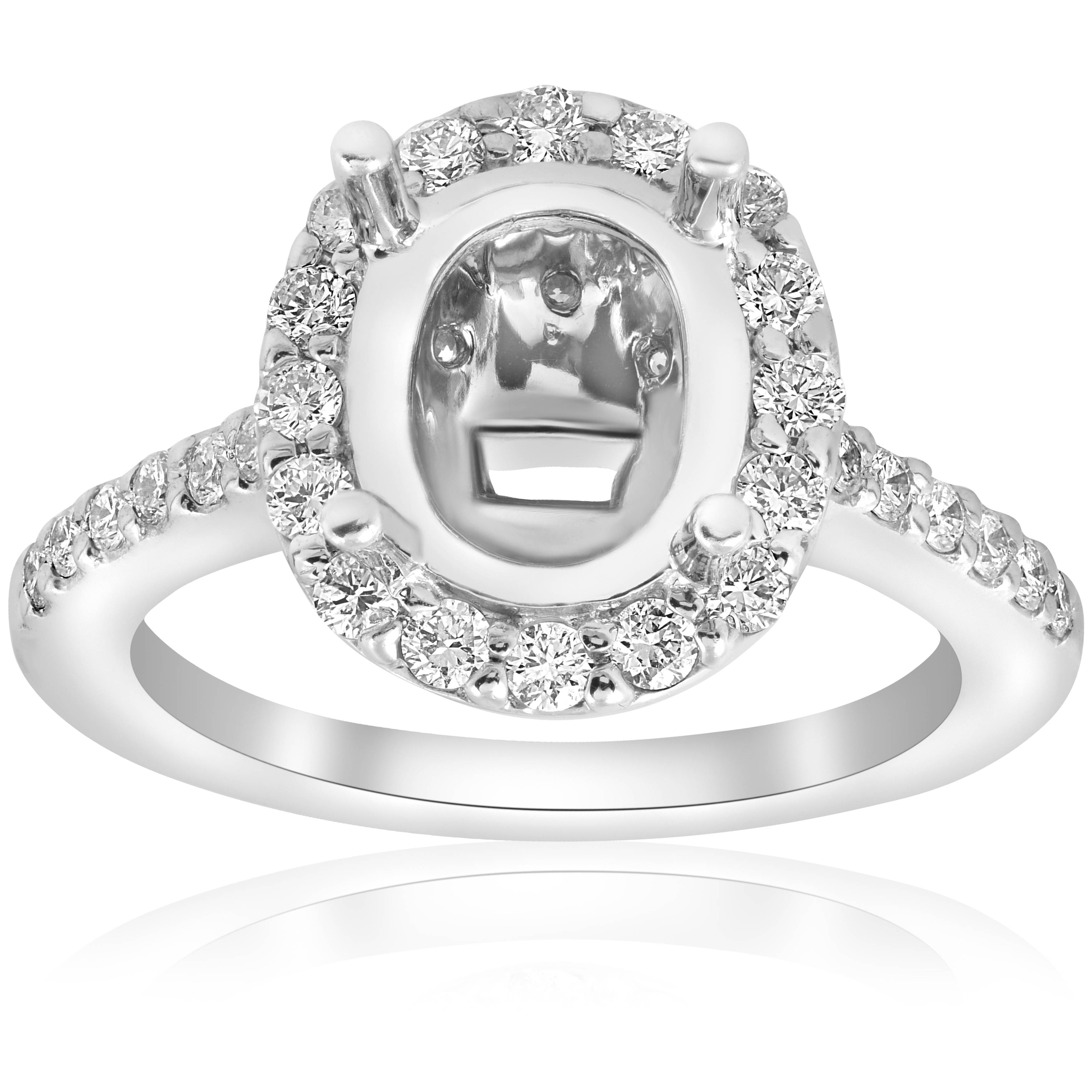 3/4ct Oval Halo Vintage Ring Setting 14K White Gold Size Selectable