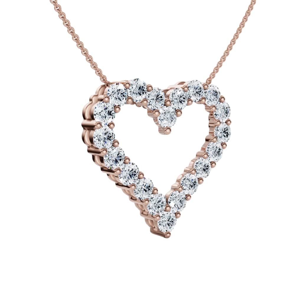 2Ct Diamond Heart Pendant 10k Gold Lab Grown 7/8" Tall Necklace