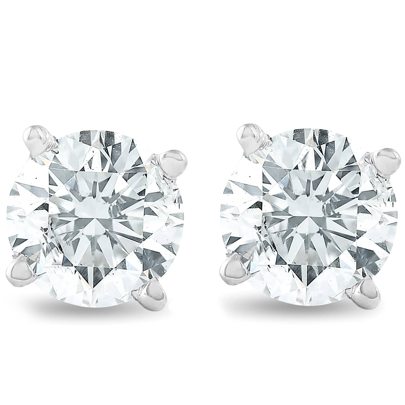 3/4Ct Round Brilliant Natural Diamond Stud Earrings in 14K Gold Classic Setting