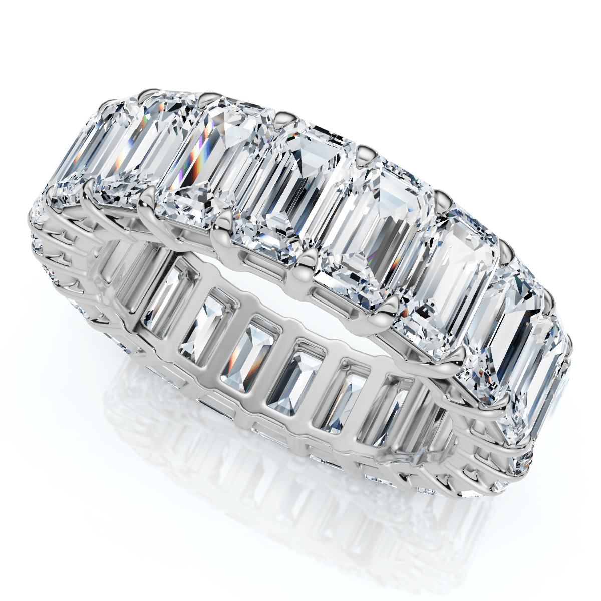 6Ct Emerald Cut Diamond Eternity Ring 14k Gold or Platinum Lab Grown