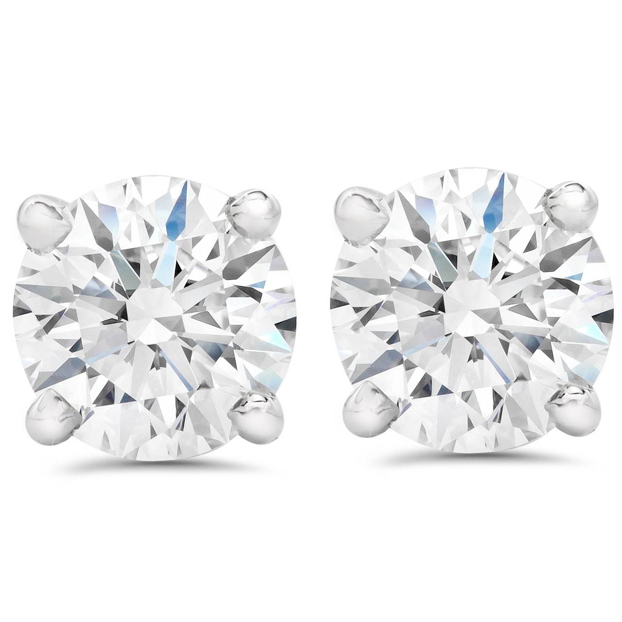 Certified 2.00Ct TW Diamond Studs Screw Back 14k White Gold Lab Grown Size: Free Style