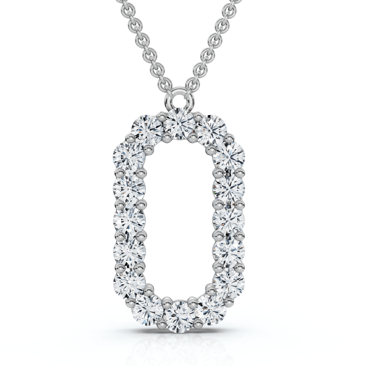 1Ct Diamond Initial "O" Pendant 14k Gold 18" Necklace Lab Grown 5/8" Tall Size: Regular