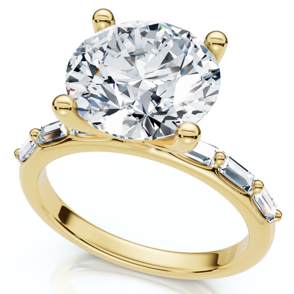 Certified 2.75-6.75Ct Round Baguette Diamond Engagement Ring Gold Lab Grown