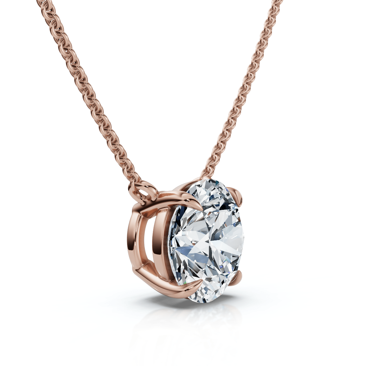 1Ct Floating Solitaire Diamond Pendant 14k Gold Women's 18" Necklace Lab Grown