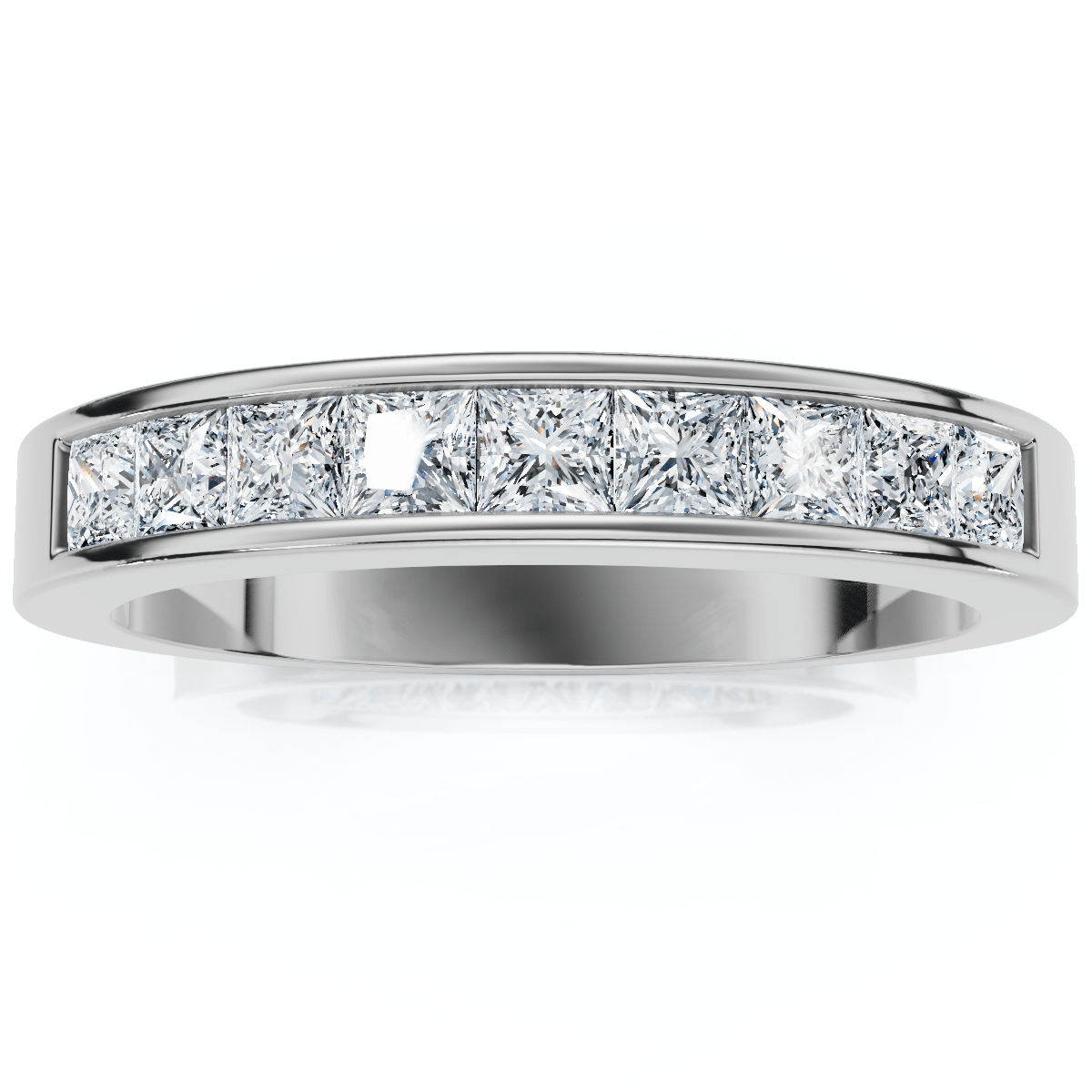 950 Platinum 5/8ct Princess Cut Diamond Wedding Ring Size Selectable