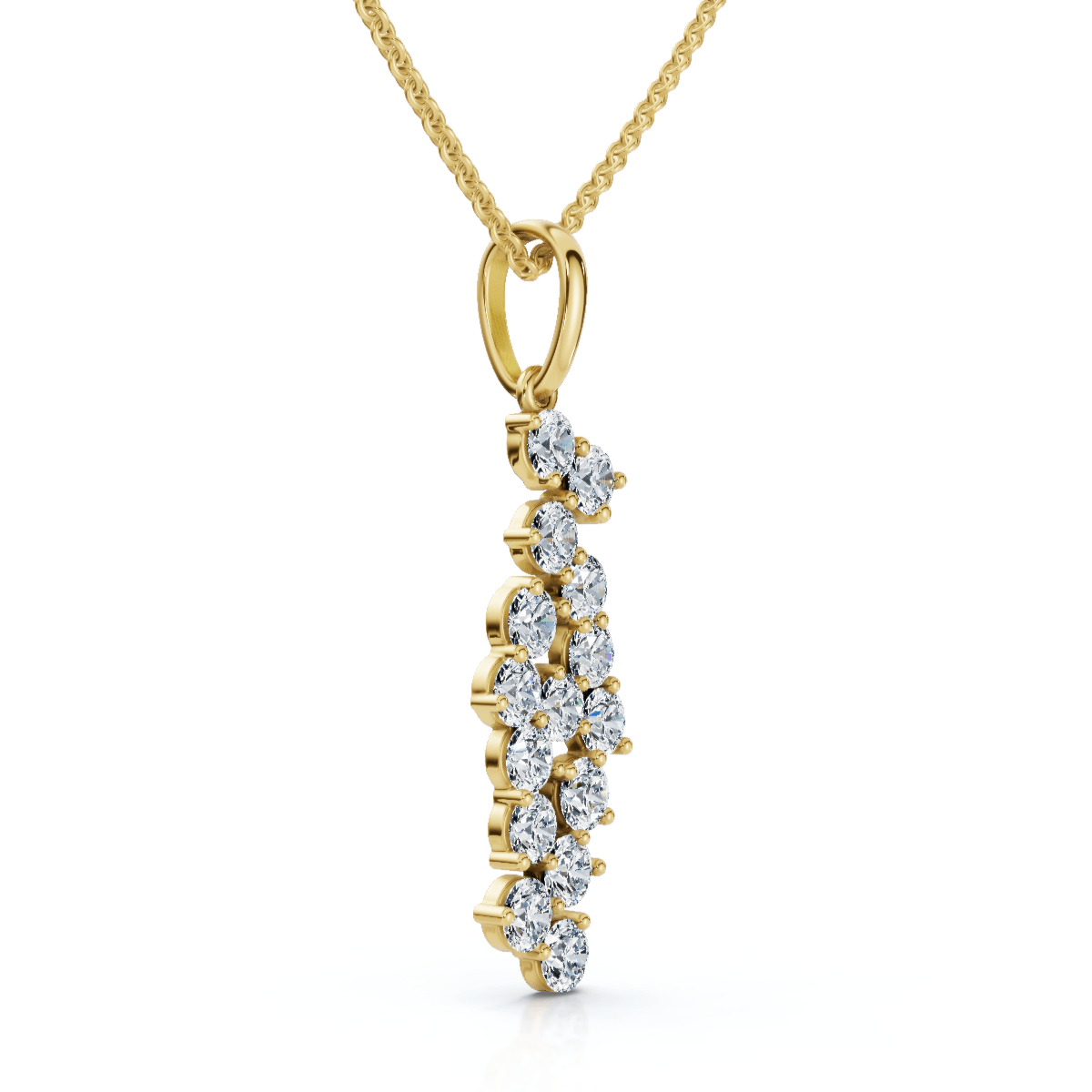 1/3Ct Cascading Diamond Pendant Necklace 14k Gold Lab Grown