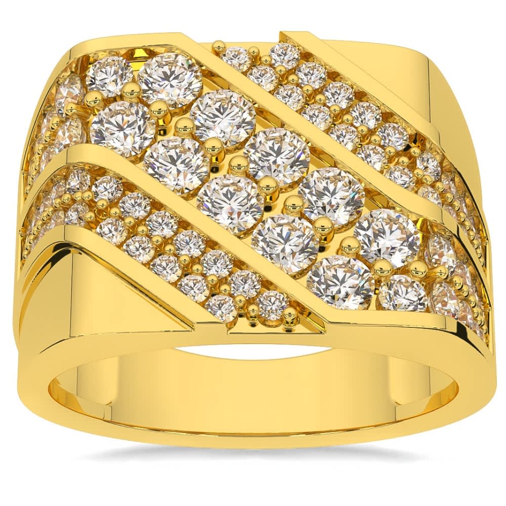 2 1/2Ct Men's Diamond Ring 10k Yellow Gold Lab Grown