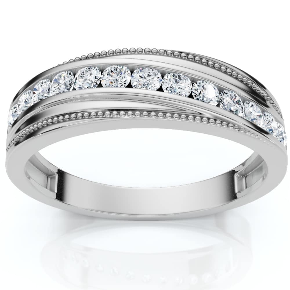 1/2Ct Men's Diamond Wedding Anniversary Ring 10k Gold Lab Grown Channel Set