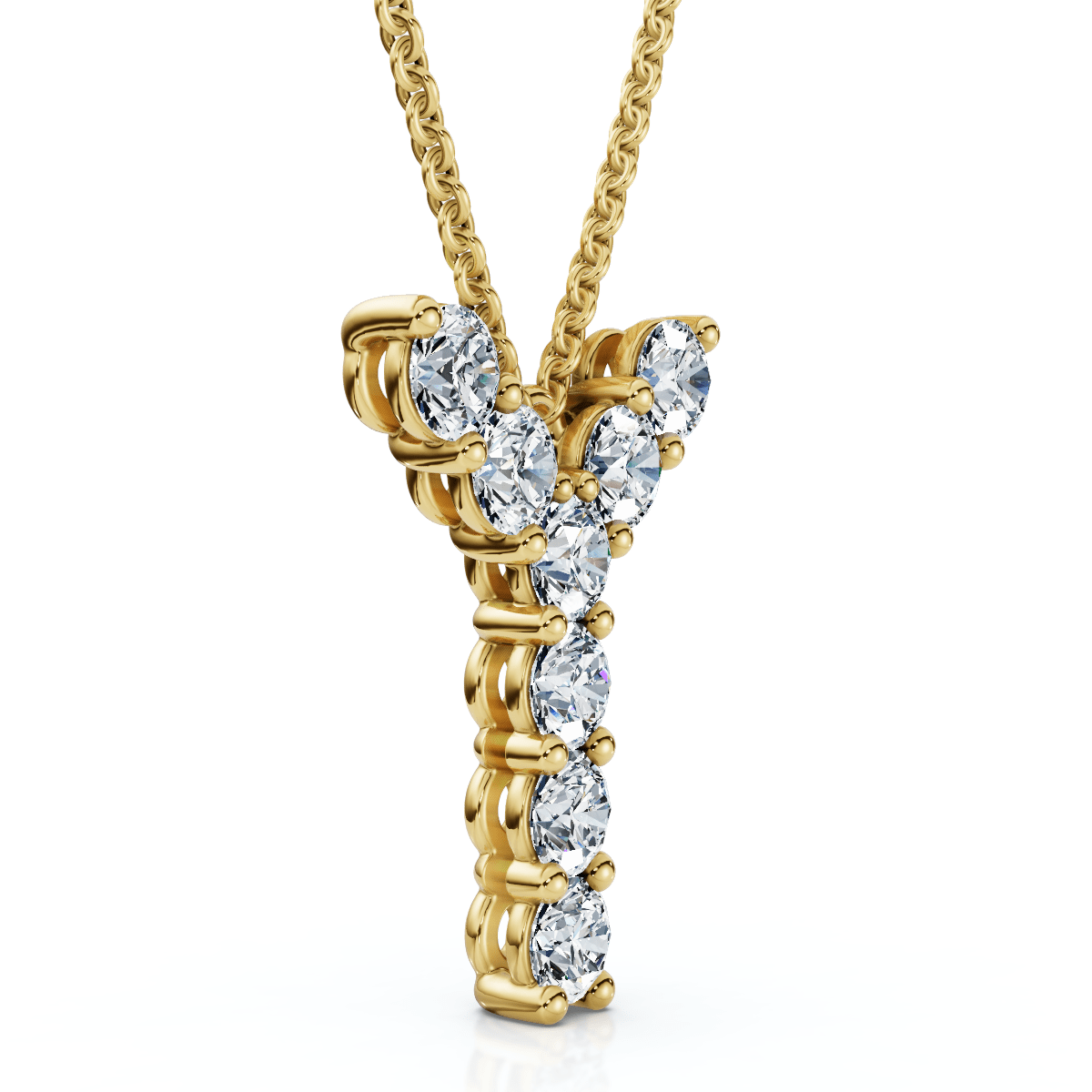 1Ct Diamond Initial "Y" Pendant 14k Gold 18" Necklace Lab Grown 5/8" Tall
