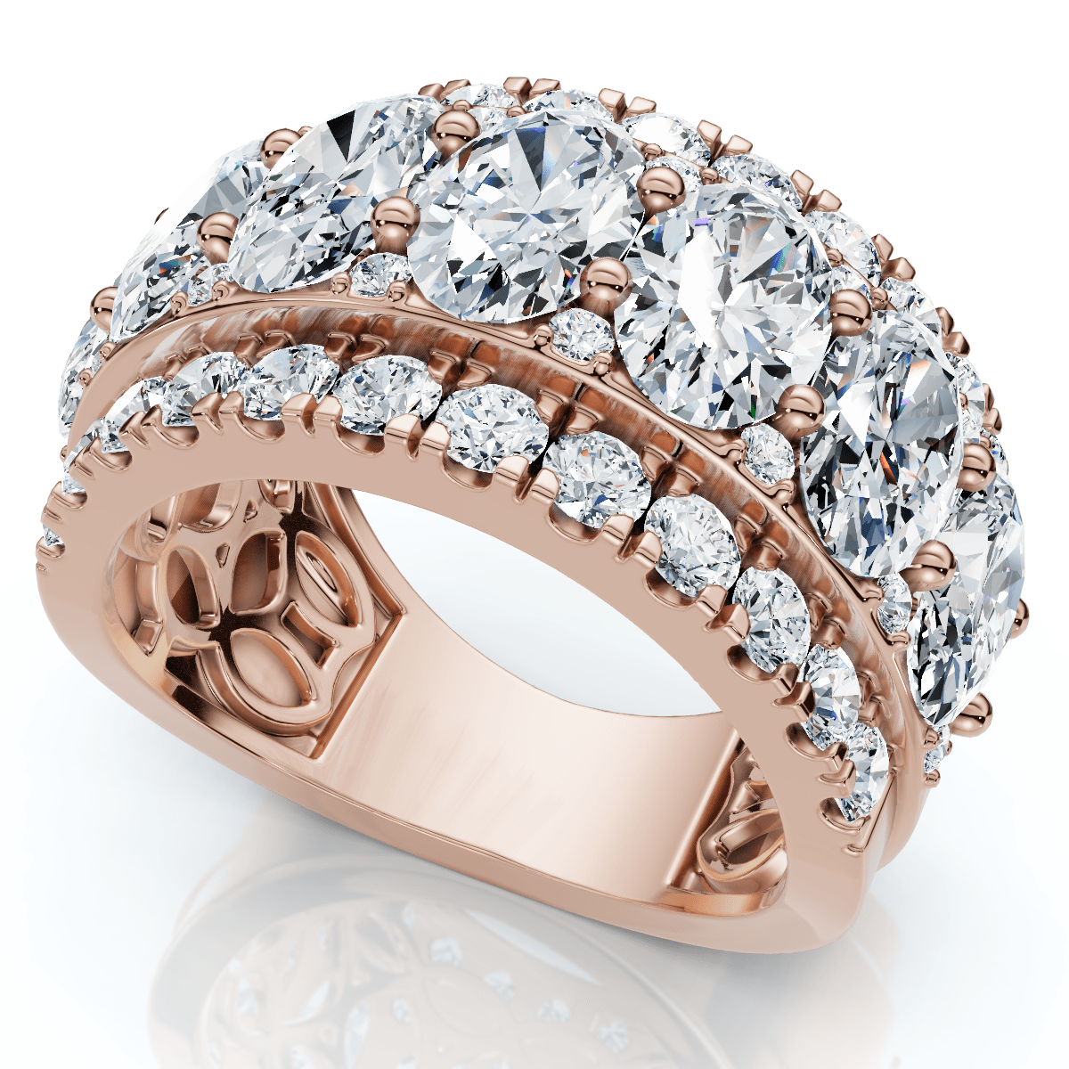 4 1/5Ct Oval Diamond Vivant Wide Anniversary Ring 14k Gold Lab Grown
