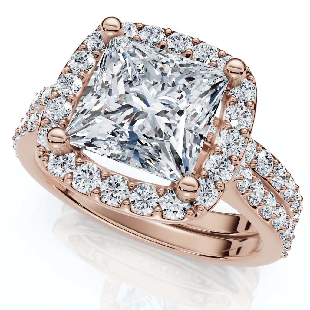 Certified 2 3/4Ct Princess Cut Diamond Engagement Wedding Ring Set 14k Lab Grown