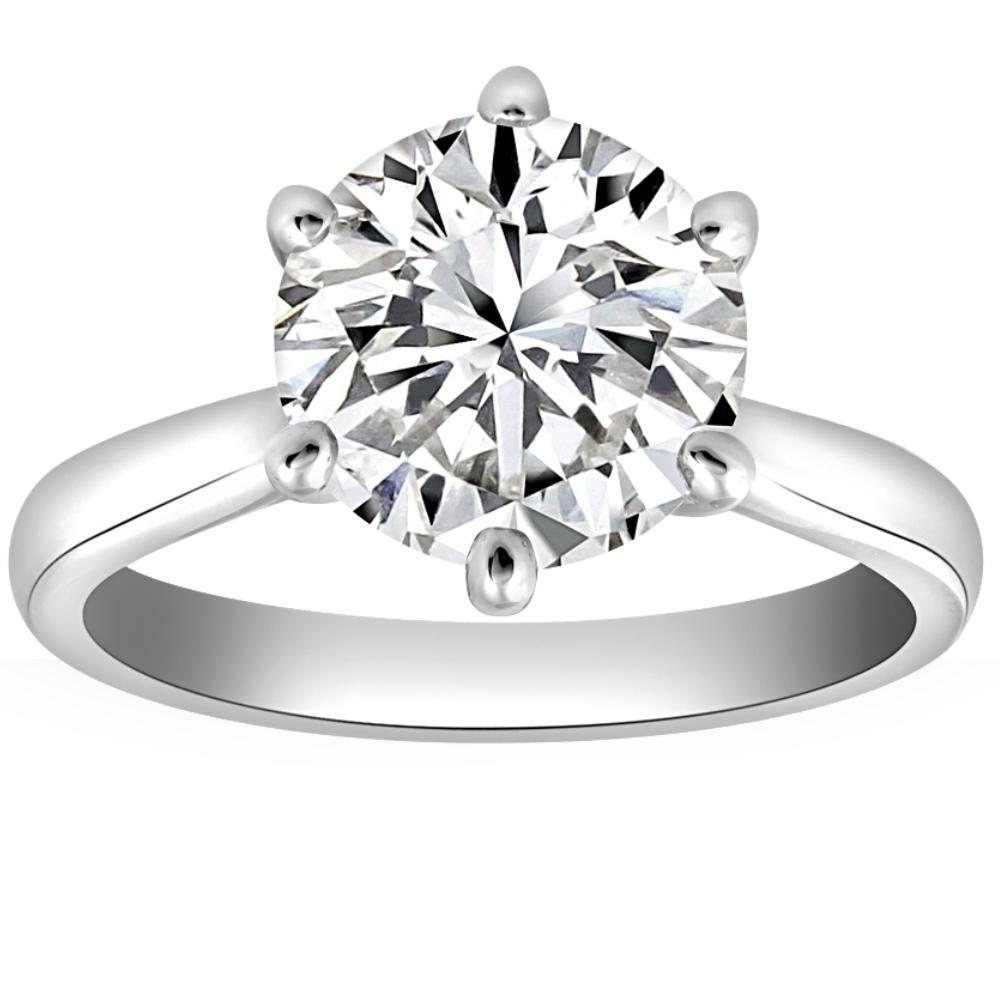 VS 2 1/2CT Lab Grown Diamond 6-Prong Solitaire Engagement Ring 14k White Gold