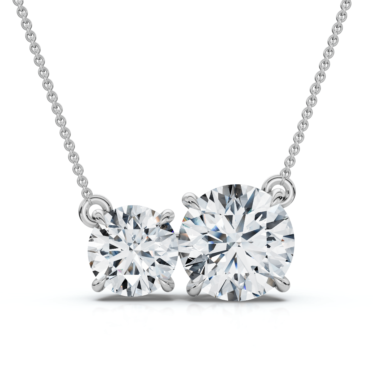 1 1/2Ct Rounds Toi et Moi Diamond Pendant 14k Gold or Pt Lab Grown Size: 1/3" Wide