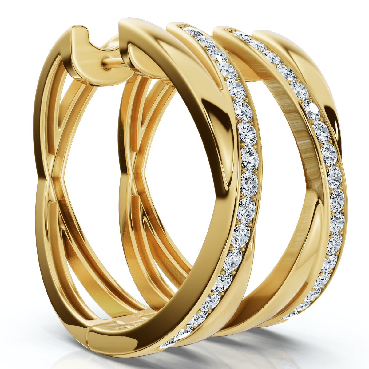 1/2Ct Diamond Hoops 1" Tall 10k Gold Lab Grown EF/VS