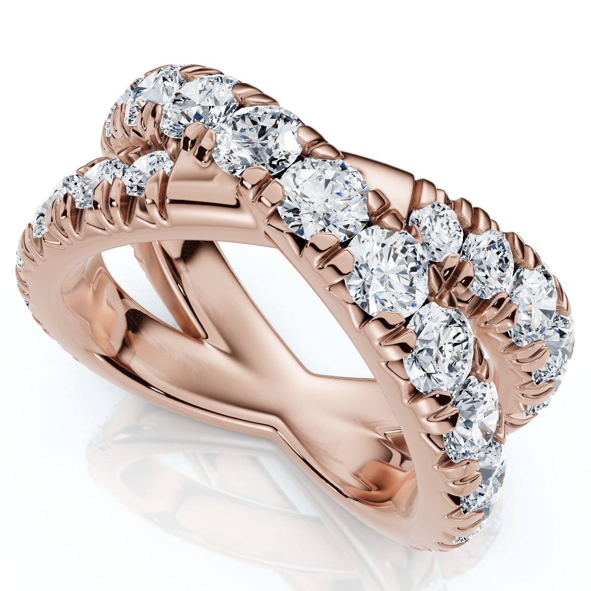 3Ct Diamond Heavy Crossover Right Hand Ring 14k Gold or Platinum Lab Grown