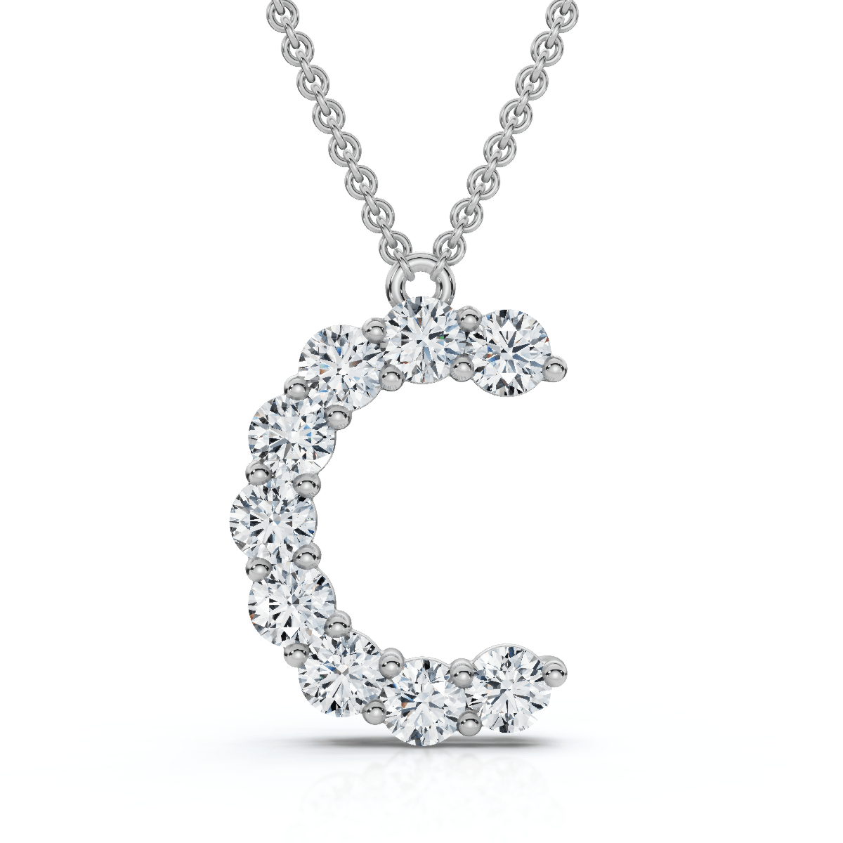 1Ct Diamond Initial "C" Pendant 14k Gold 18" Necklace Lab Grown 5/8" Tall