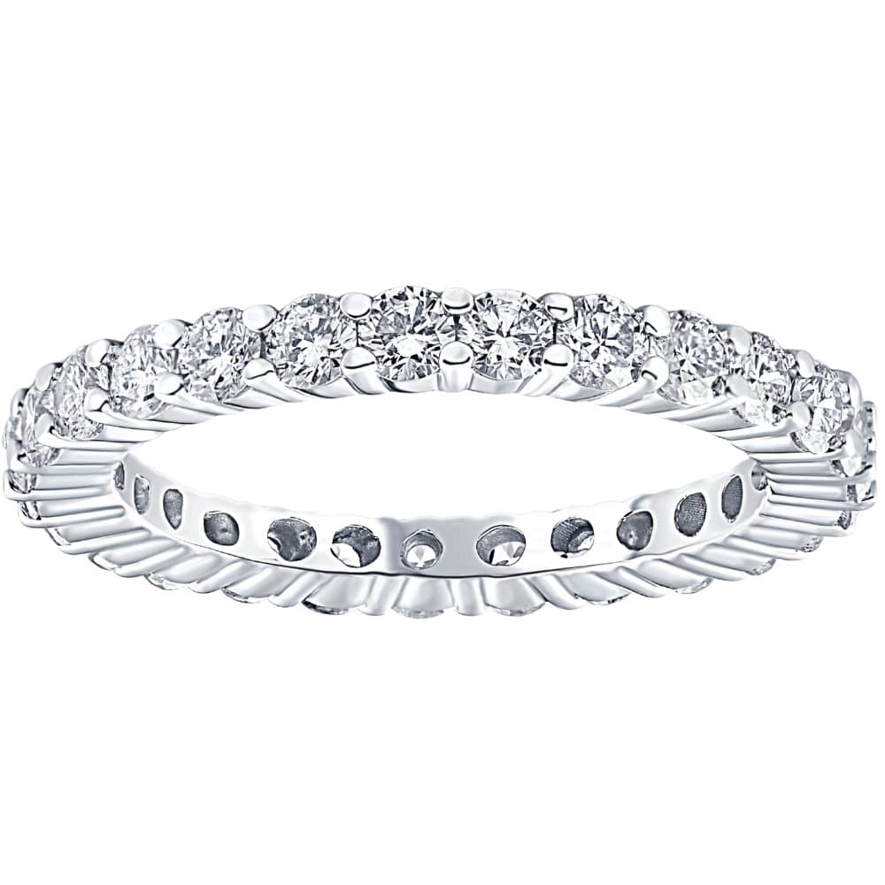 1ct Prong Lab Grown Diamond Eternity Wedding Stackable Ring 14K White Gold Size Selectable