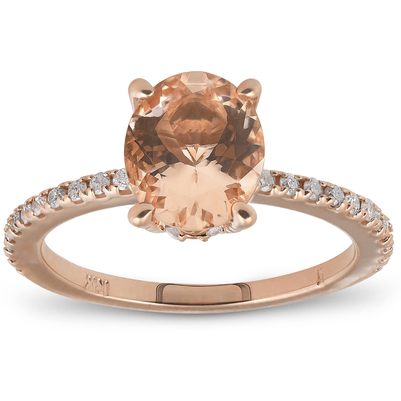 2.30ct Oval Peach Morganite Halo Diamond Engagement Wedding Ring Rose Gold Size: 7.5