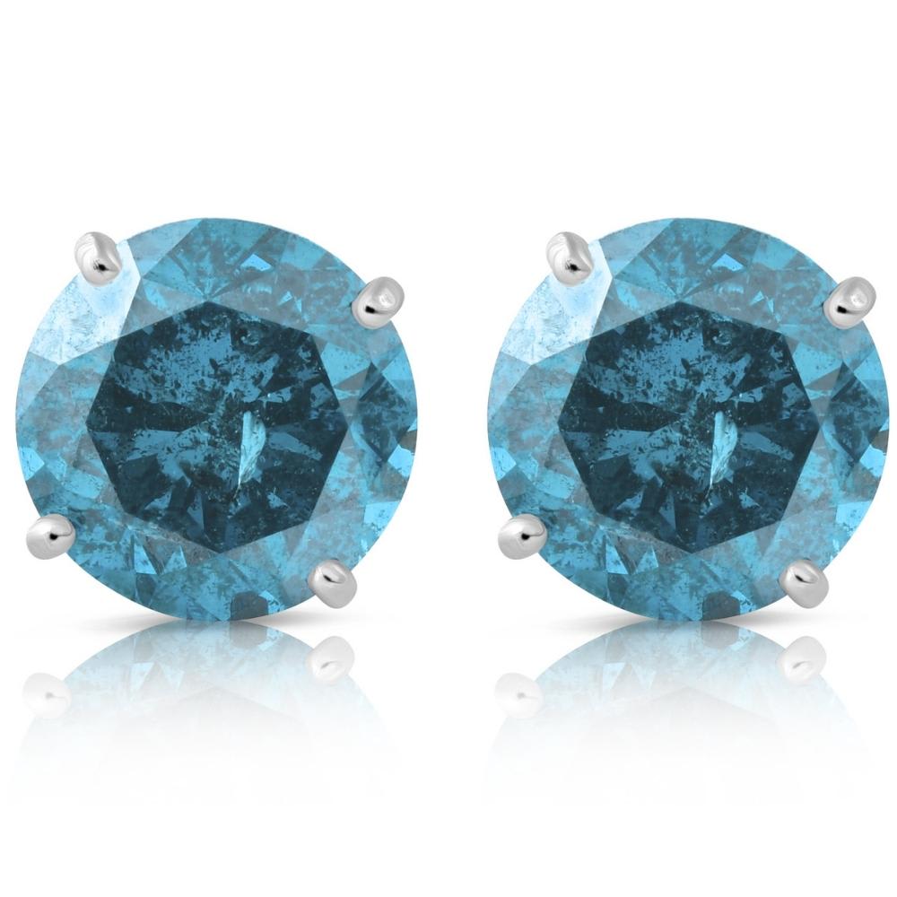 1 5/8ct Blue Diamond Studs 14K White Gold Lab Grown