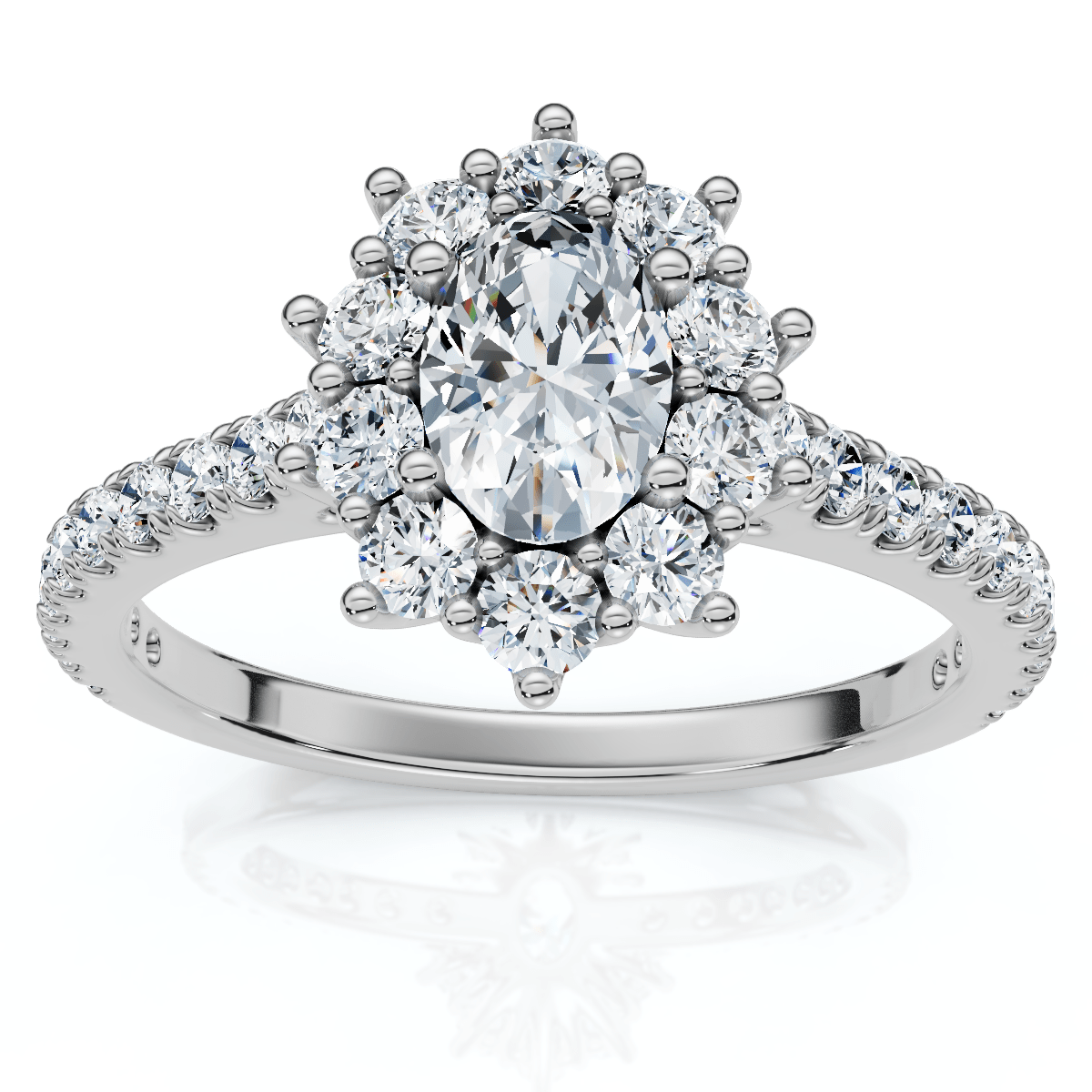 1Ct TW Oval Halo Diamond Engagement Ring 14k Gold or Platinum Lab Grown