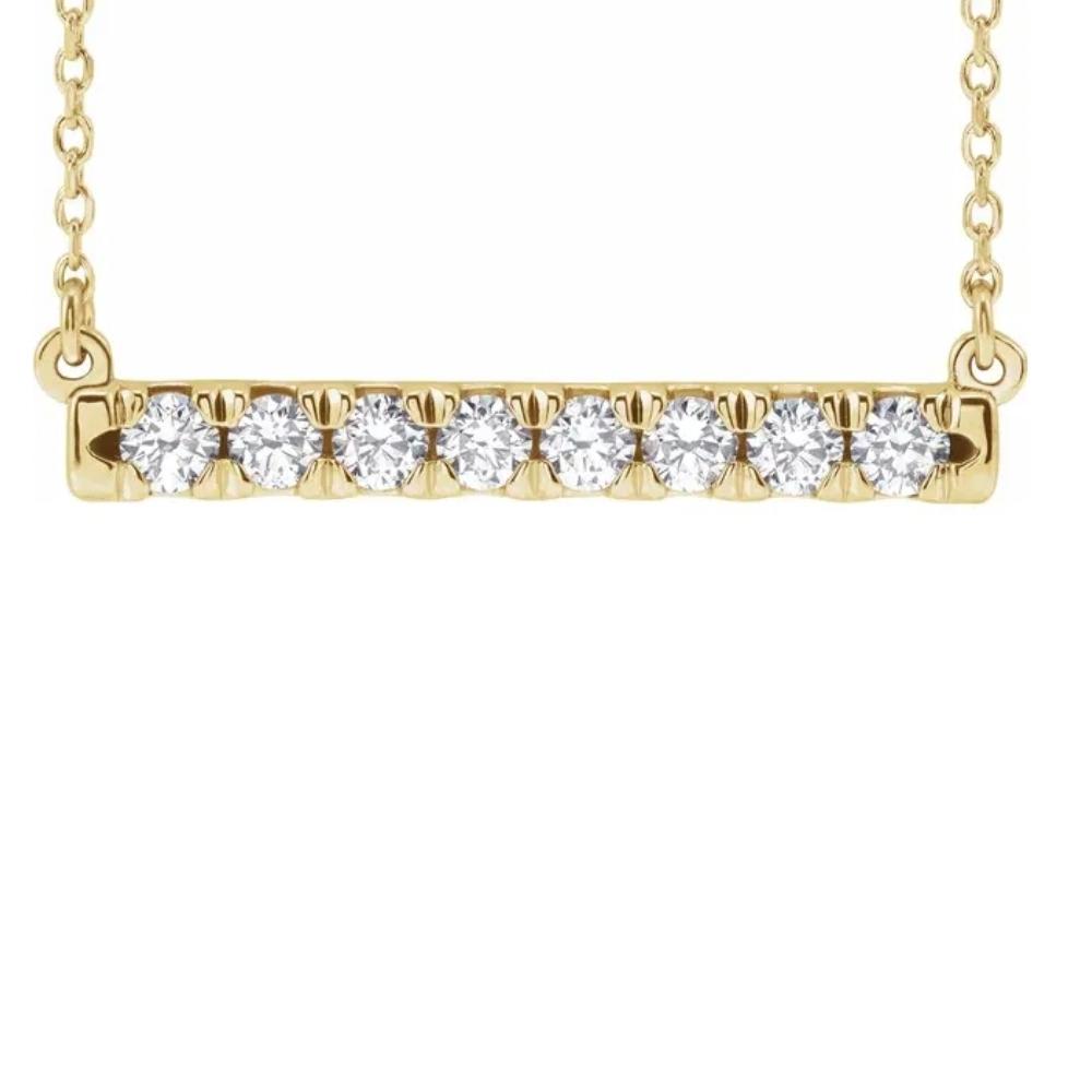 1/2Ct Bar Diamond Pendant Necklace in 14k White or Yellow Gold Lab Grown