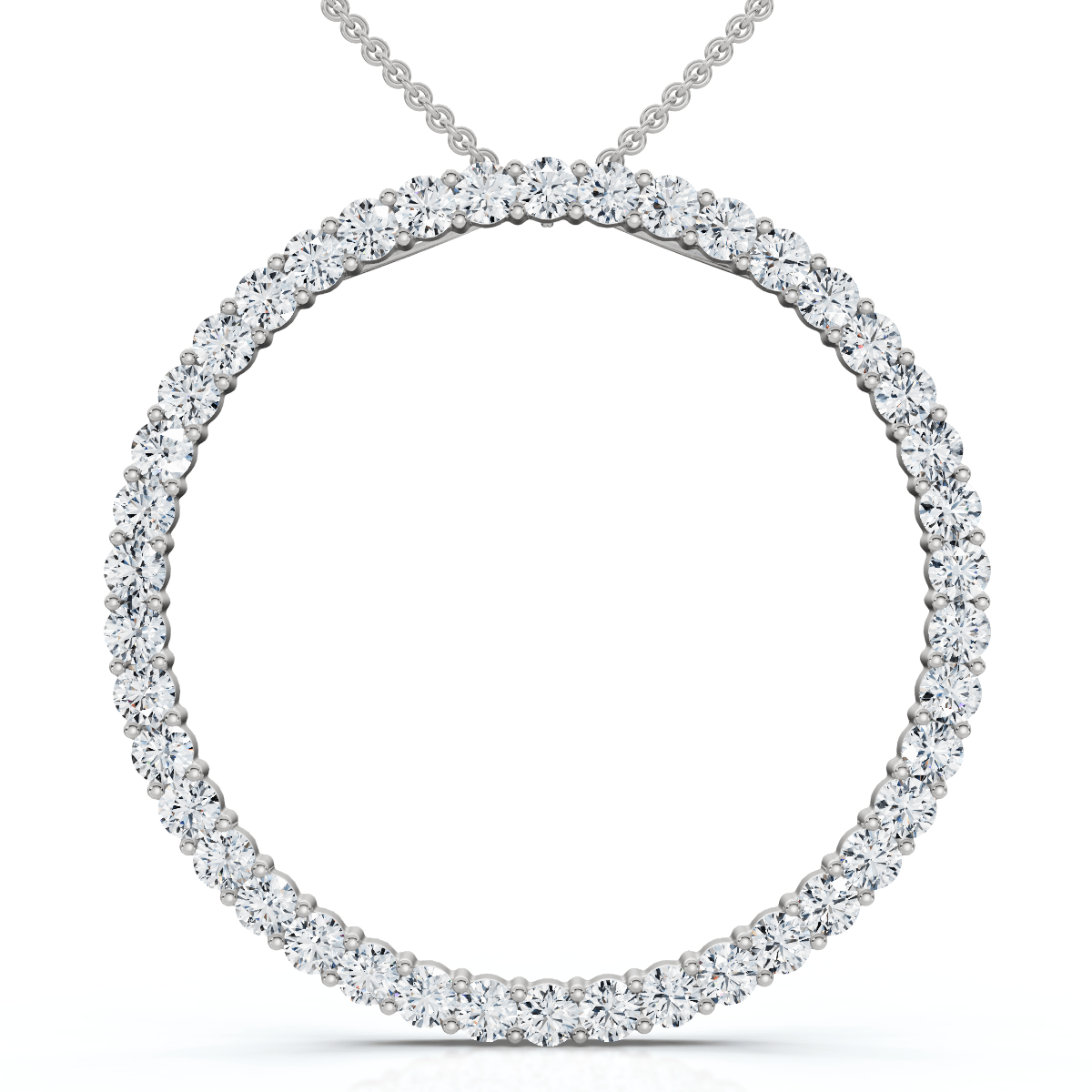 3/4ct Circle Diamond Pendant 14K White Gold Lab Grown