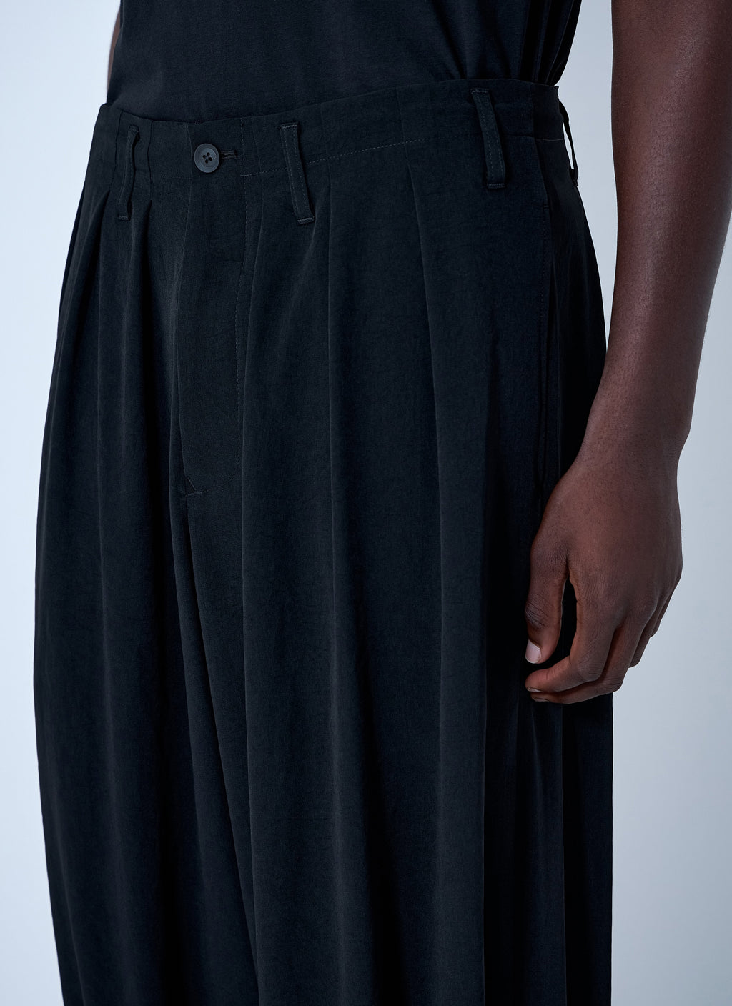 Yohji Yamamoto Men Pleated Drop-Crotch Trousers