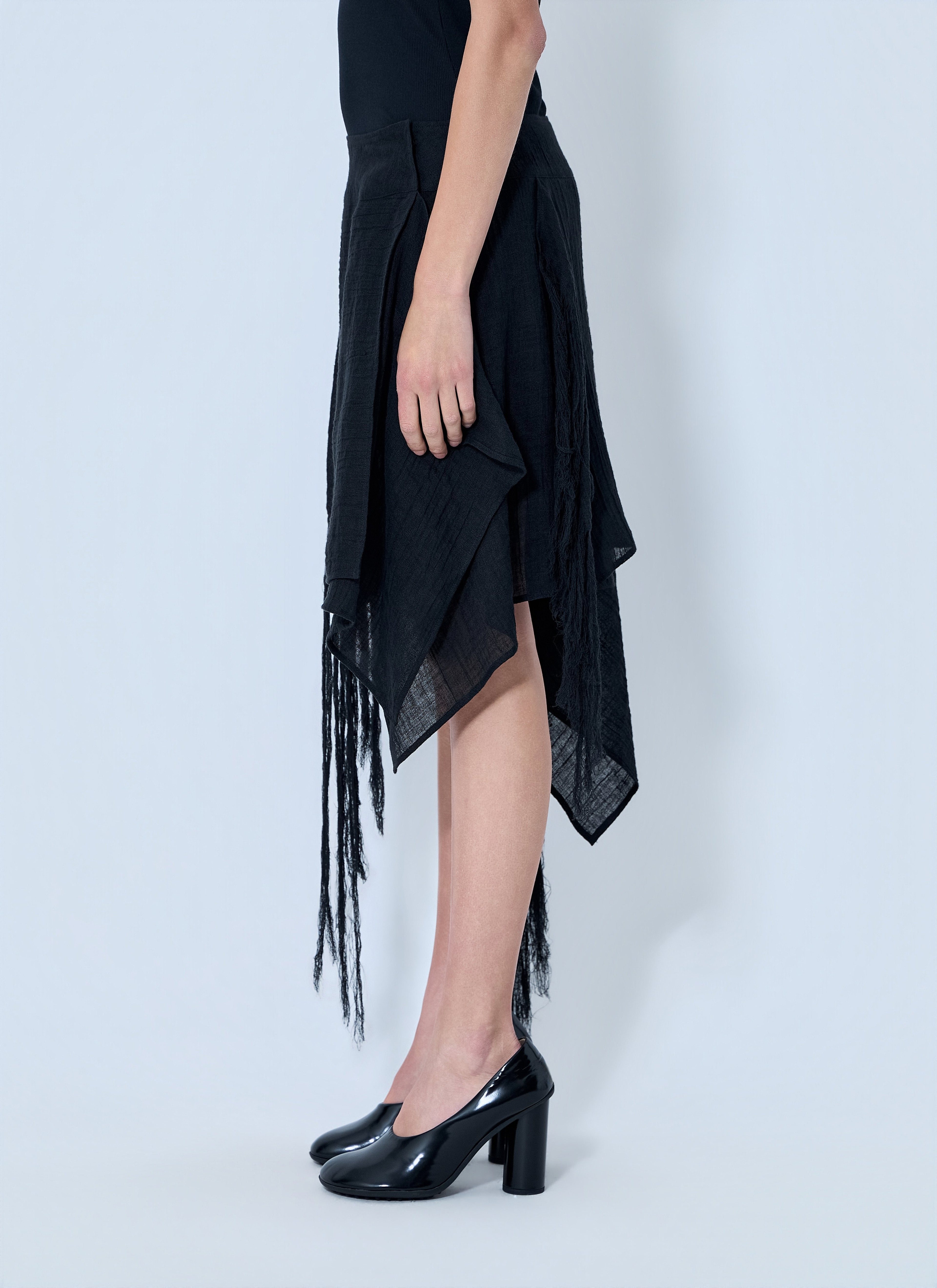 Yohji Yamamoto Women Asymmetric Fringe Skirt