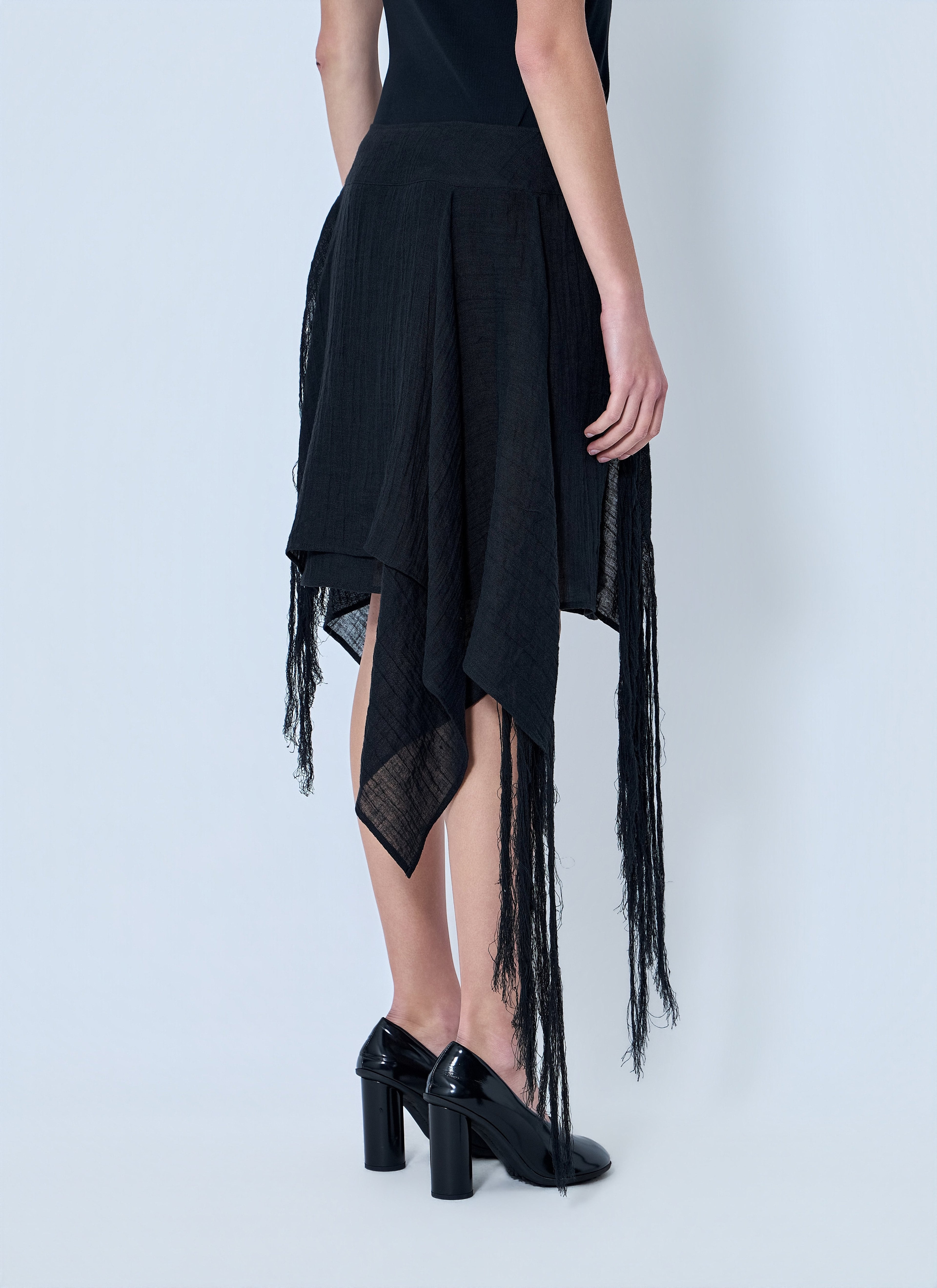 Yohji Yamamoto Women Asymmetric Fringe Skirt