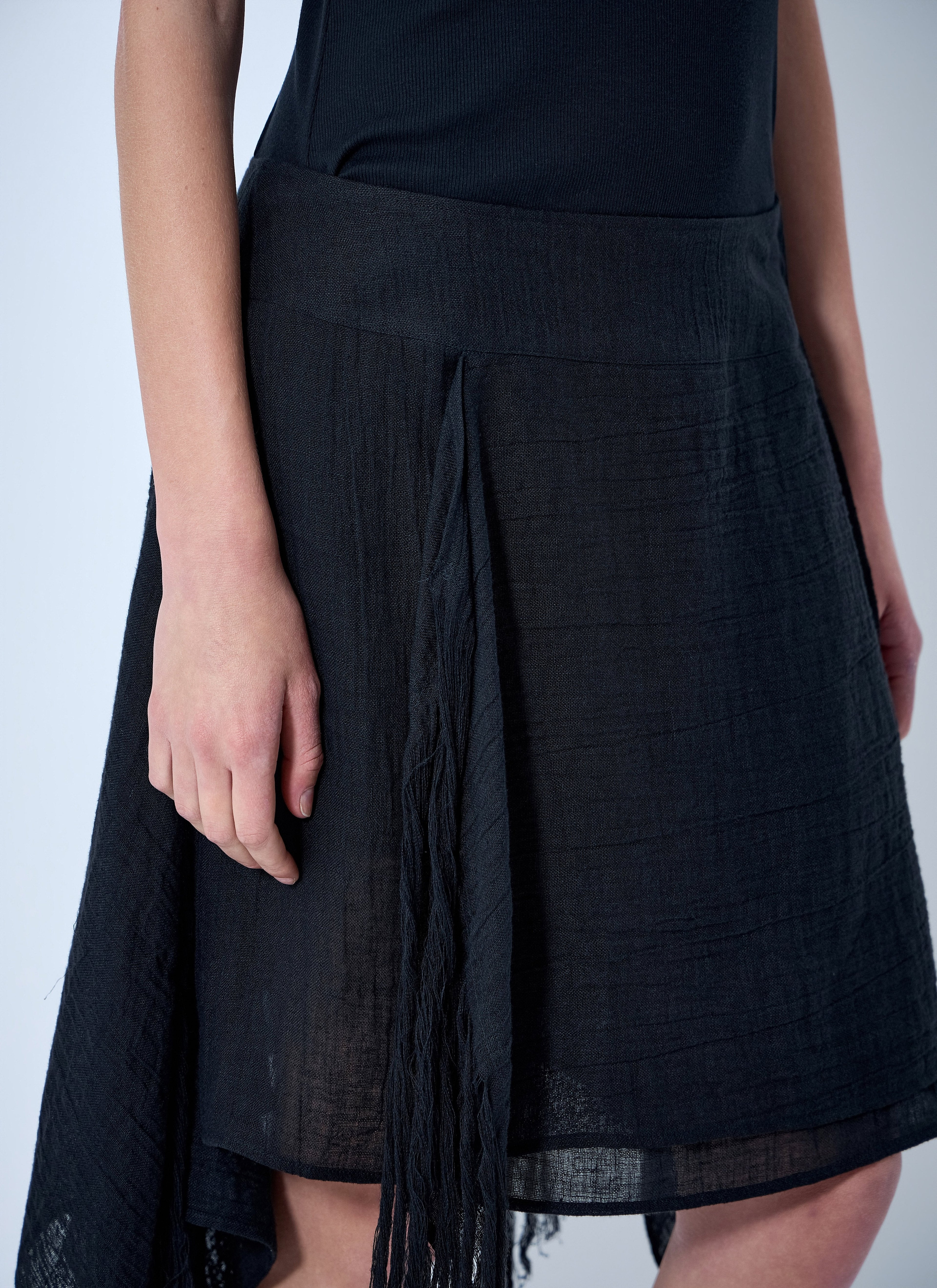 Yohji Yamamoto Women Asymmetric Fringe Skirt