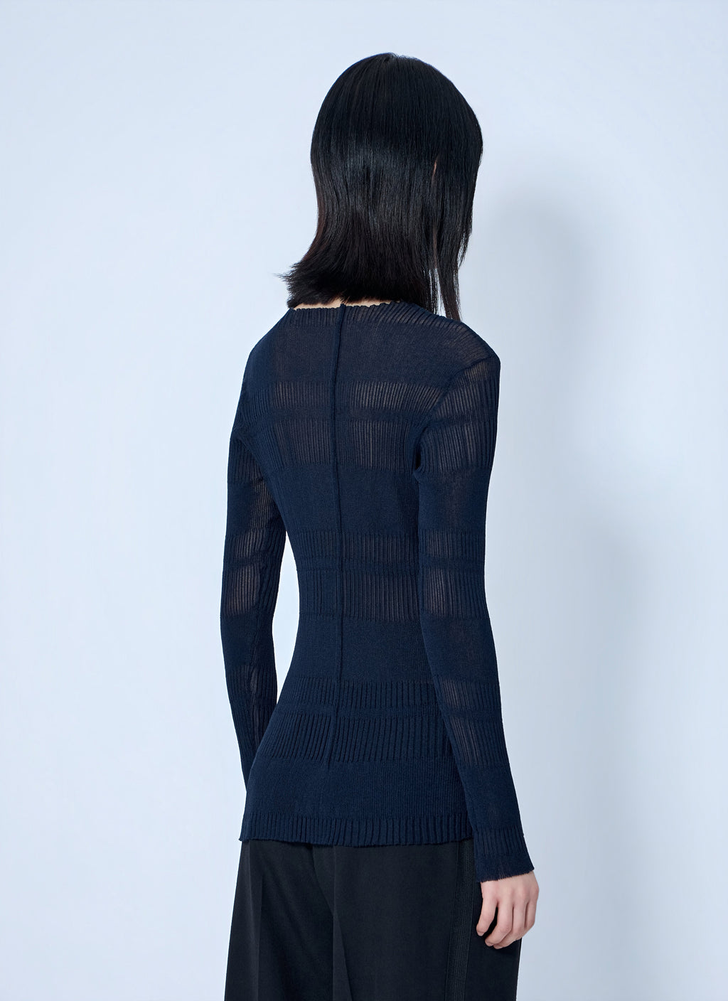 Yohji Yamamoto Women Rib Tuck D Round Neck Top