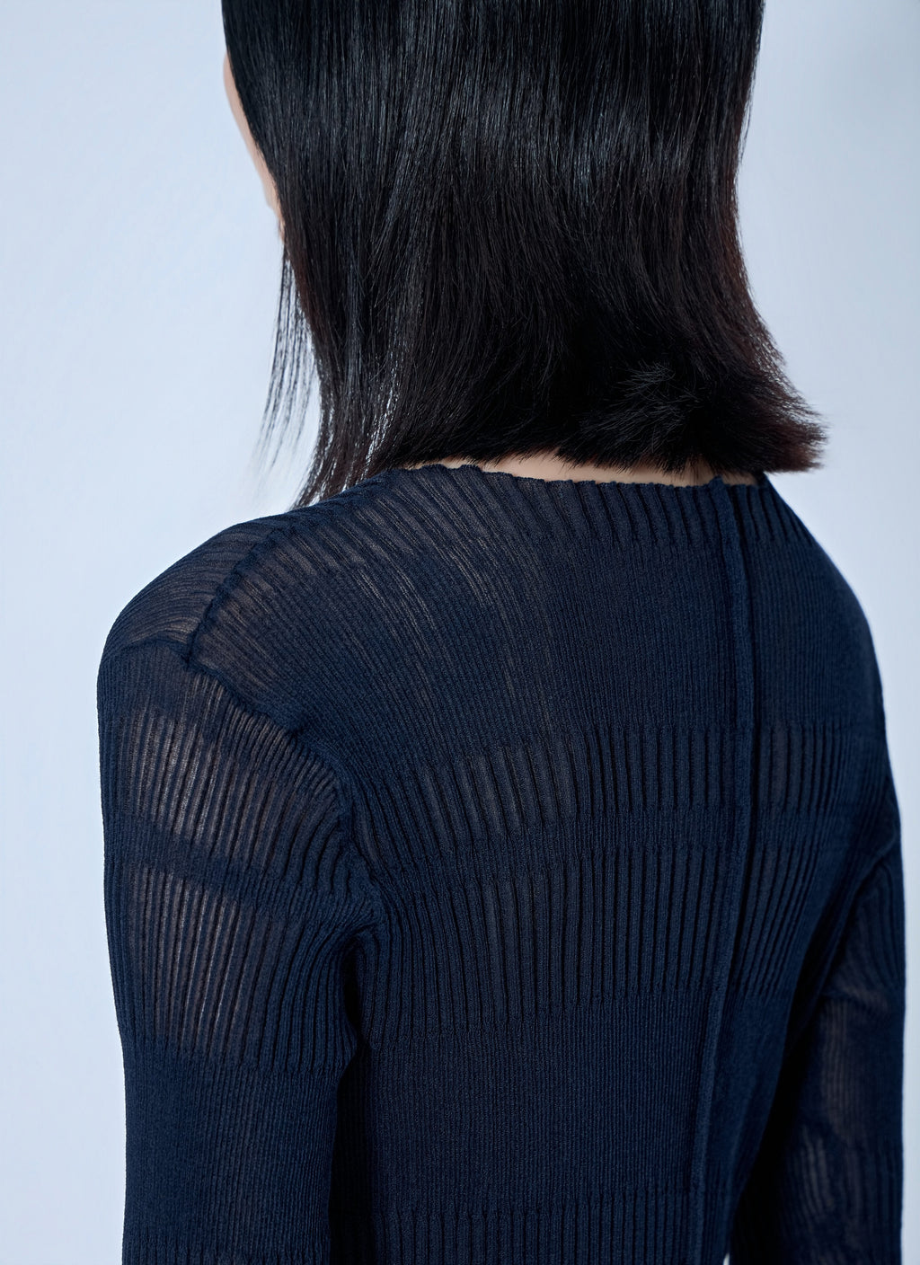 Yohji Yamamoto Women Rib Tuck D Round Neck Top