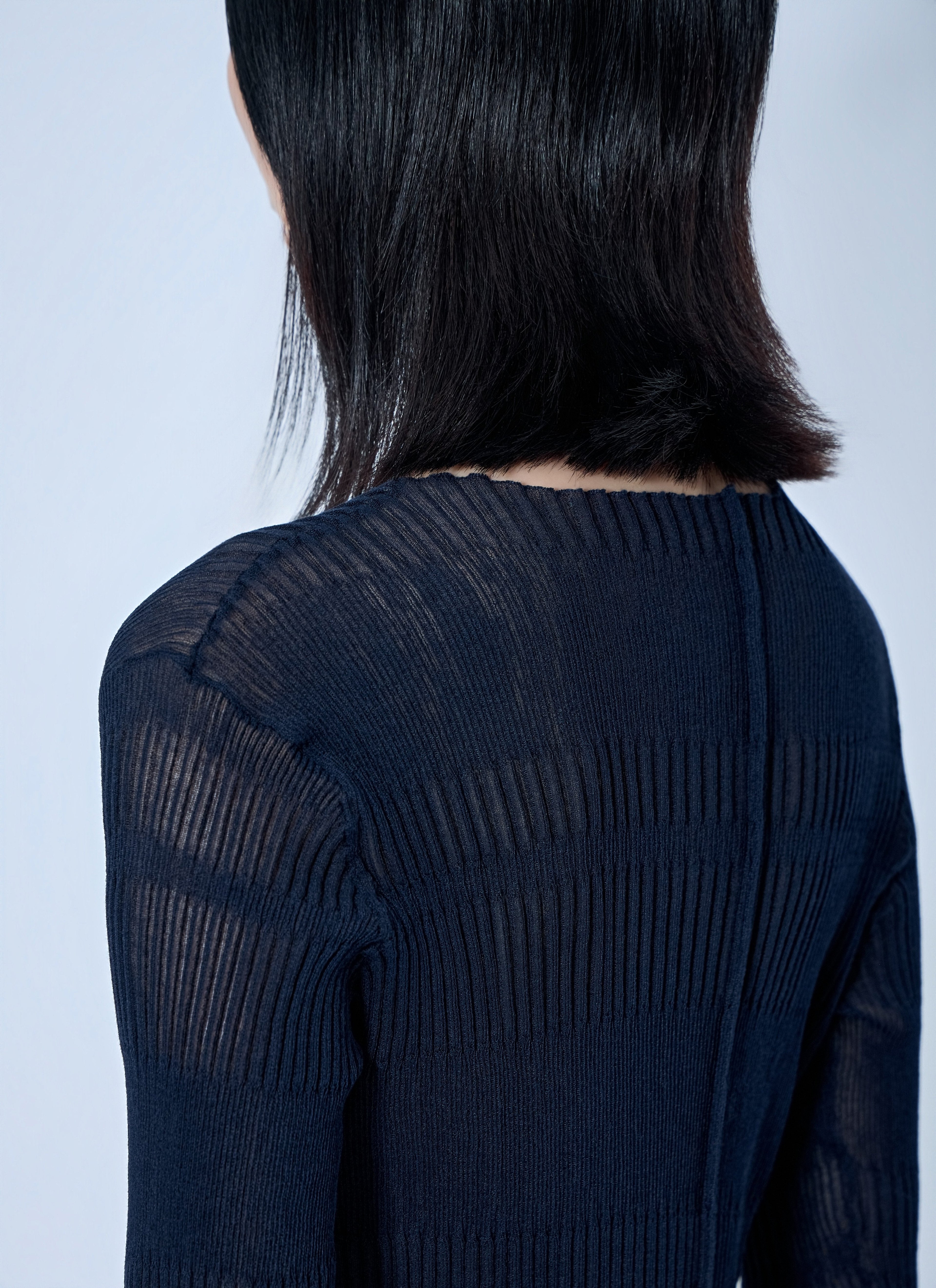 Yohji Yamamoto Women Rib Tuck D Round Neck Top