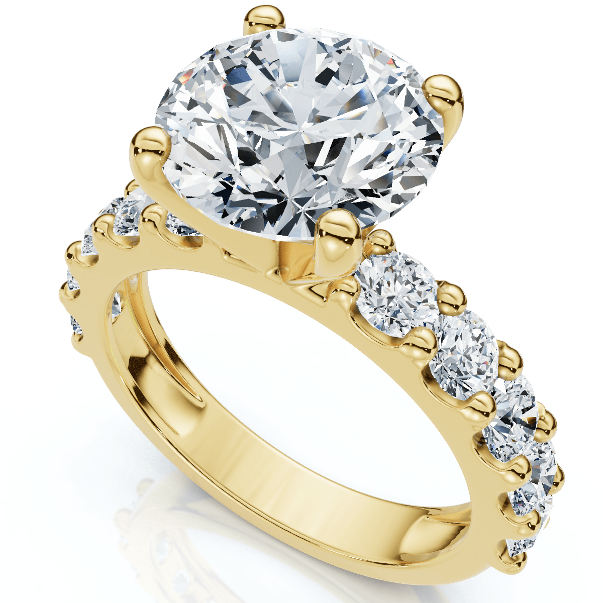 Certified 4Ct Round Cut Diamond Accent Engagement Ring 14k Gold Lab Grown