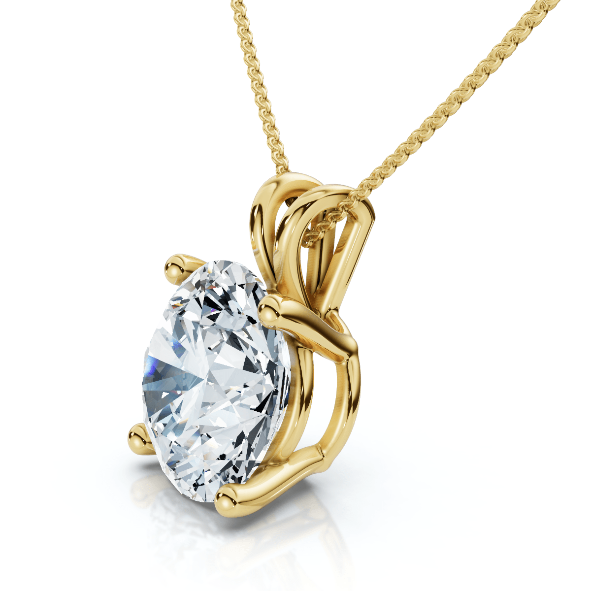 1Ct Solitaire Diamond Pendant 14k Gold Lab Grown 18" Necklace