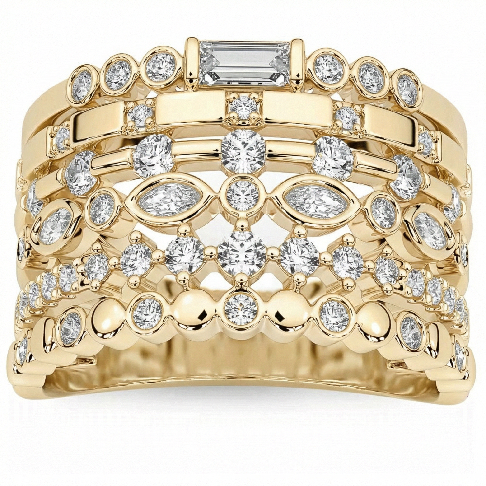 1Ct Stackable Diamond Ring Gold Lab Grown 12mm Wide